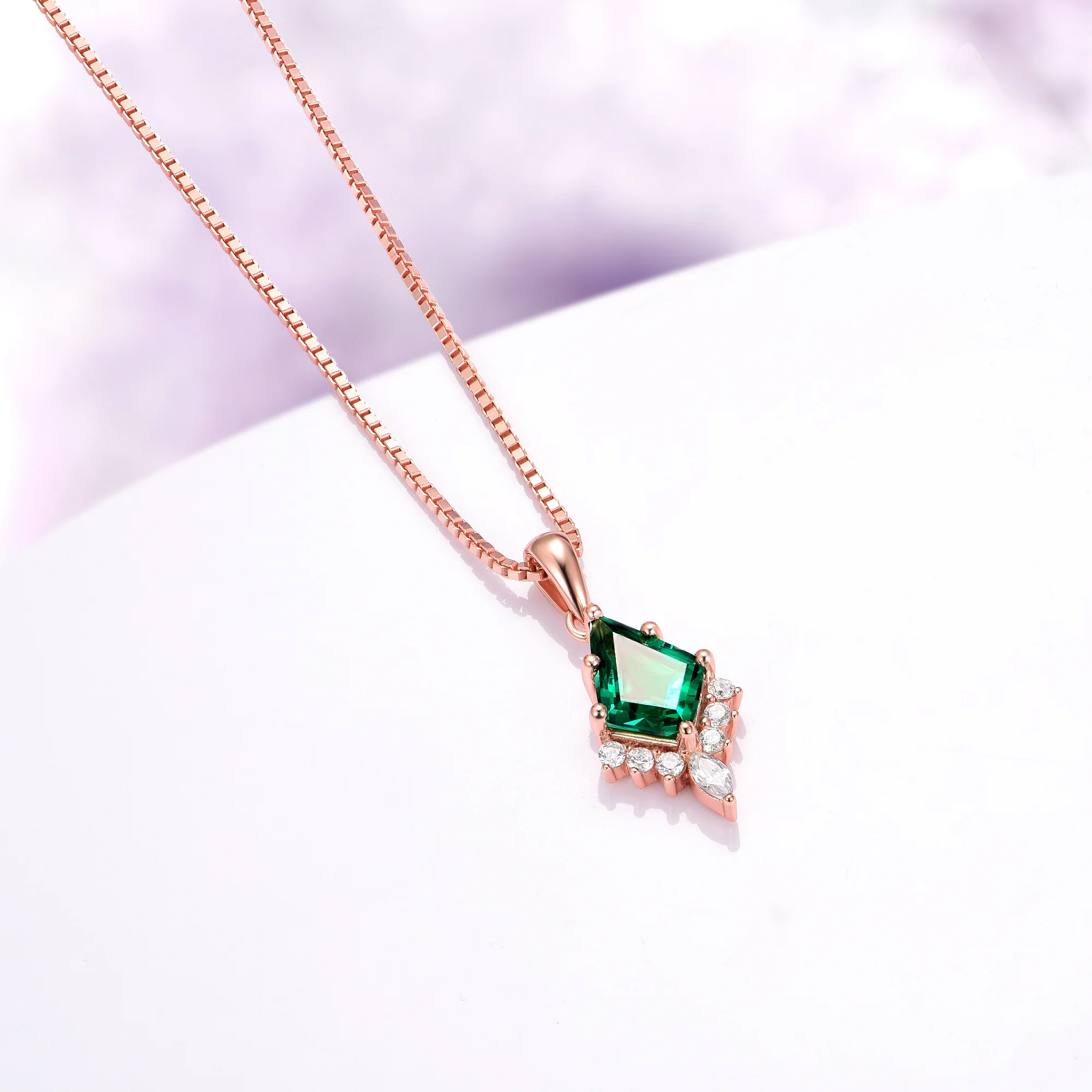 Skye Kite® Emerald Necklace in 14K Rose Gold Vermeil - Image 6