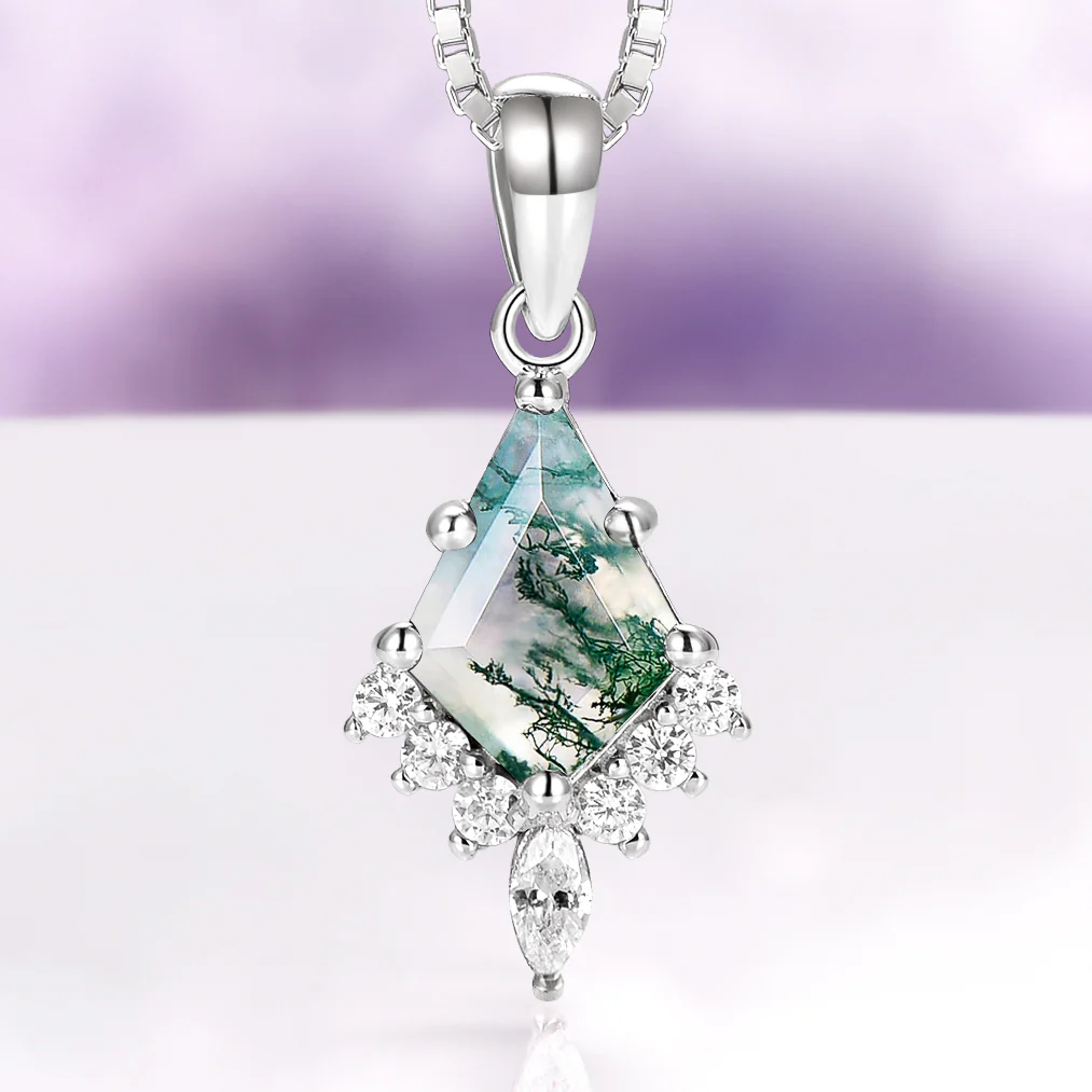 Skye Kite® Green Moss Agate Pendant Necklace in Sterling Silver