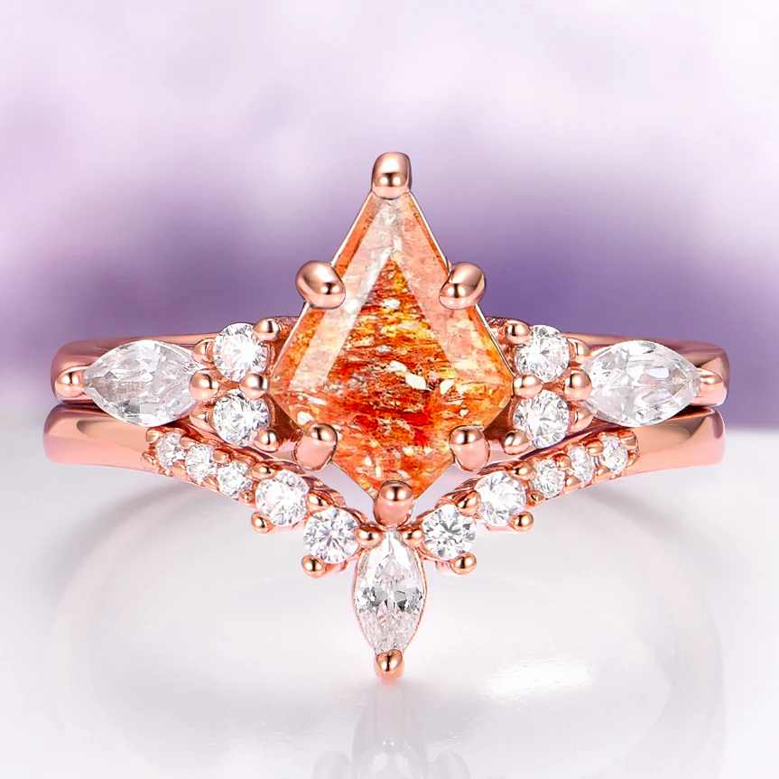 Skye Kite® Natural Sunstone Ring Set in 14K Rose Gold Vermeil