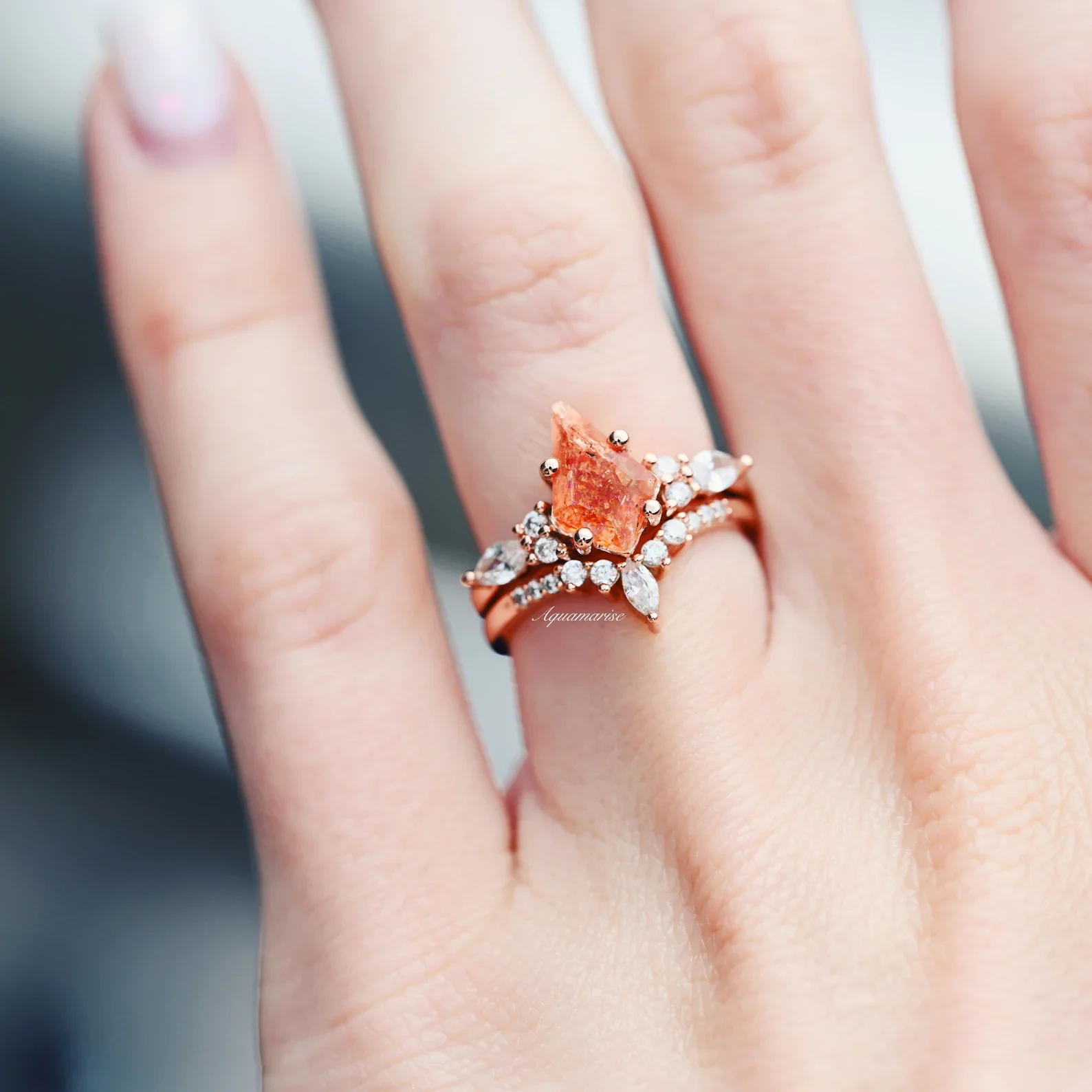 Skye Kite® Natural Sunstone Ring Set in 14K Rose Gold Vermeil - Image 5