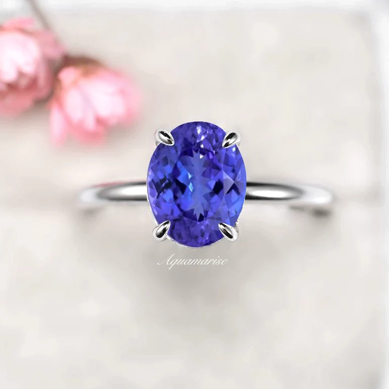 2CT Solitaire Tanzanite Ring- Sterling Silver - Image 2