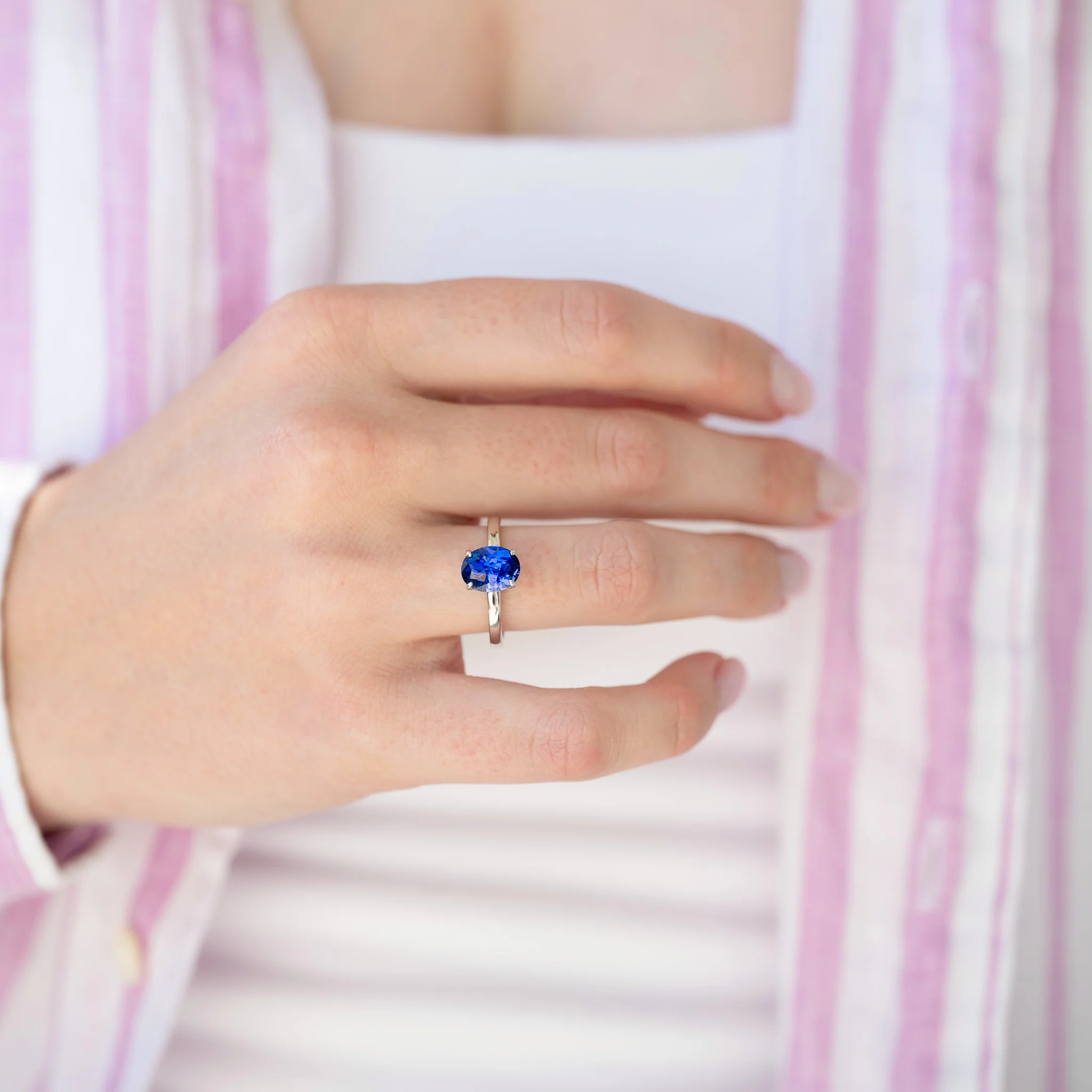 2CT Solitaire Tanzanite Ring- Sterling Silver - Image 3