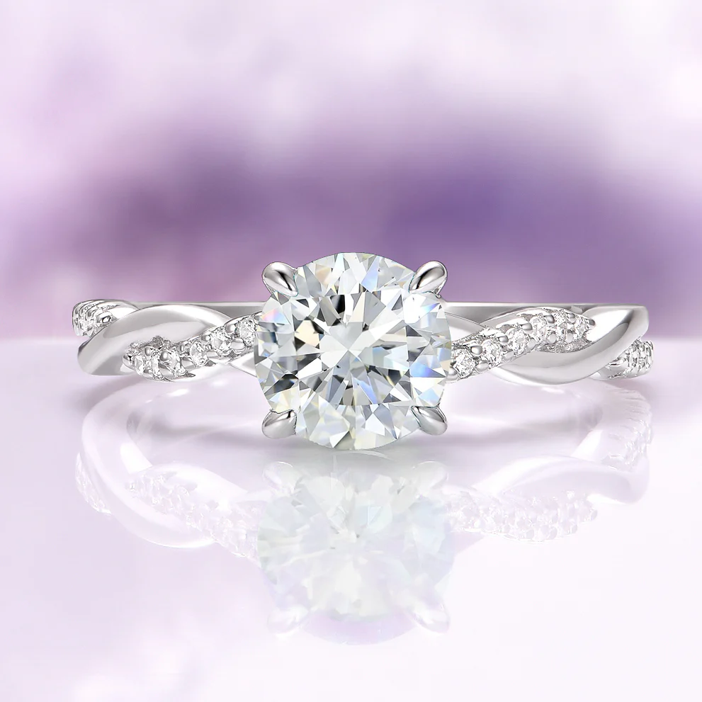 Sophia Round Cut Lab-Grown Diamond Engagement Ring in 14K White Gold (IGI Certified)