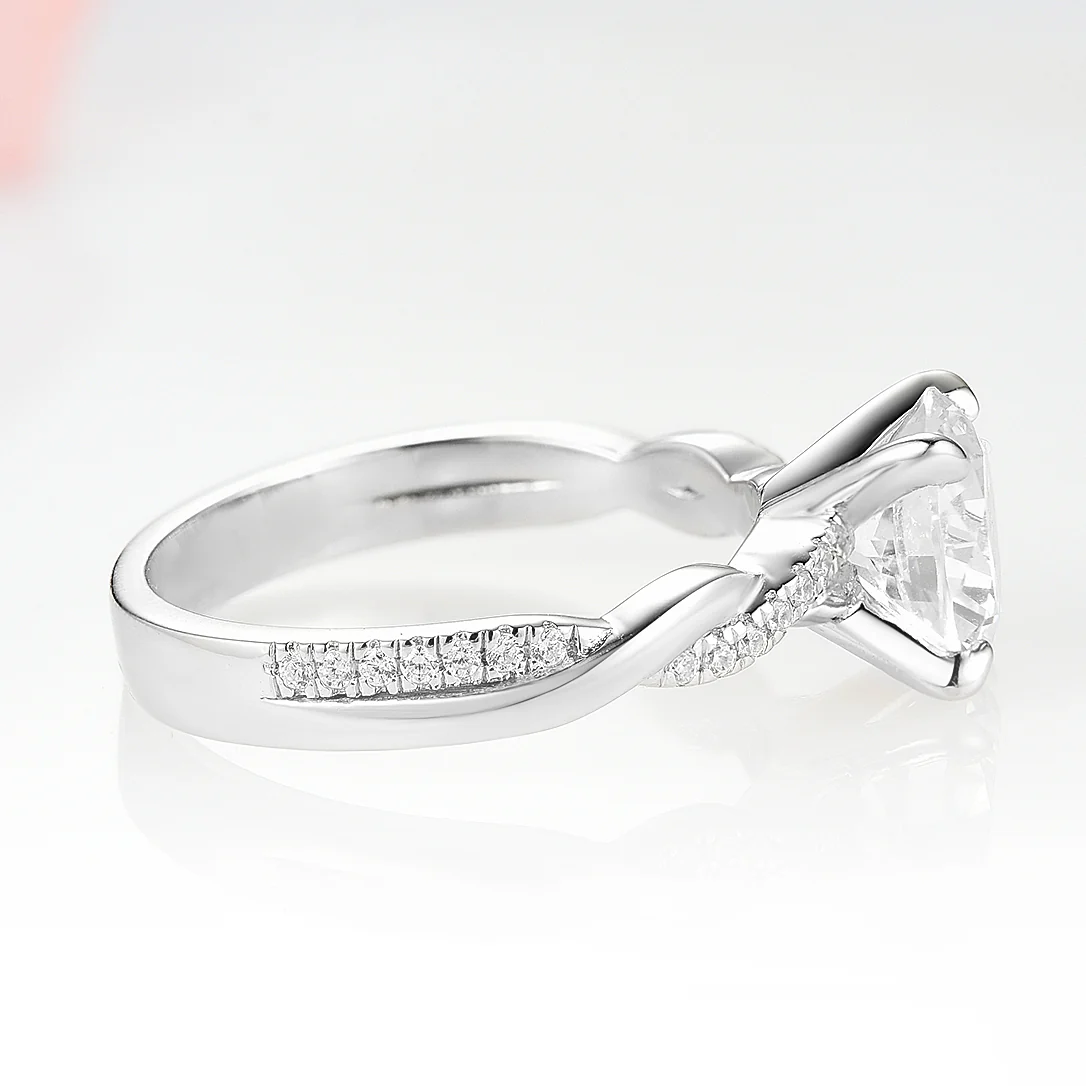 Sophia Round Cut Lab-Grown Diamond Engagement Ring in 14K White Gold (IGI Certified) - Image 3