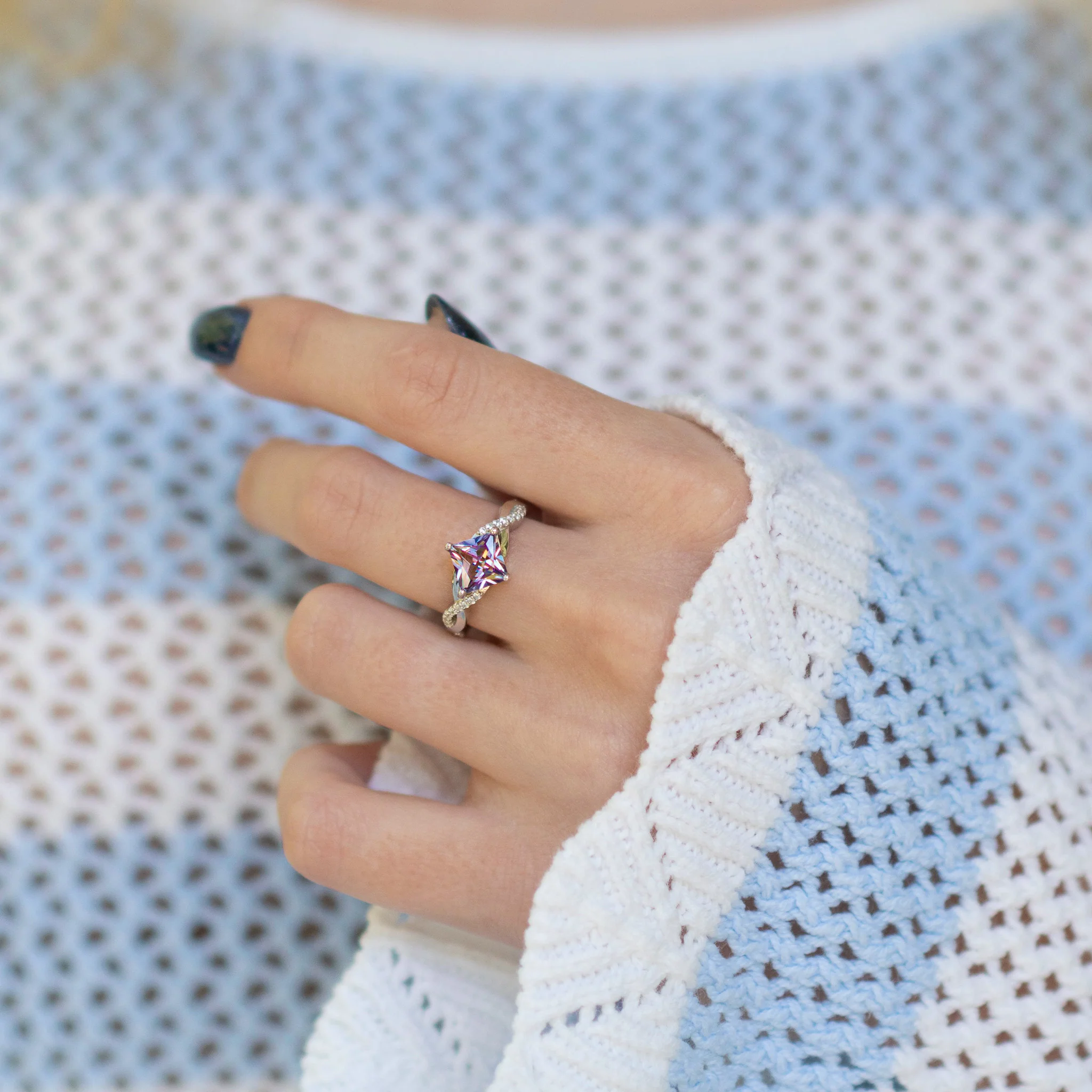 Sophia Twisted Vine Alexandrite Ring in Sterling Siver - Image 2