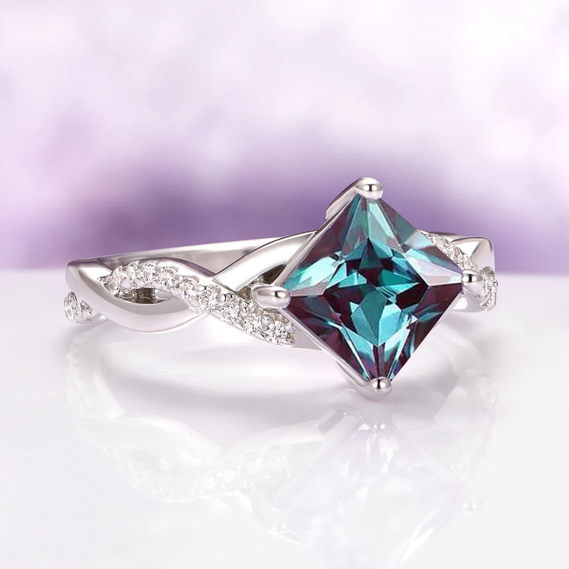 Sophia Twisted Vine Alexandrite Ring in Sterling Siver - Image 3