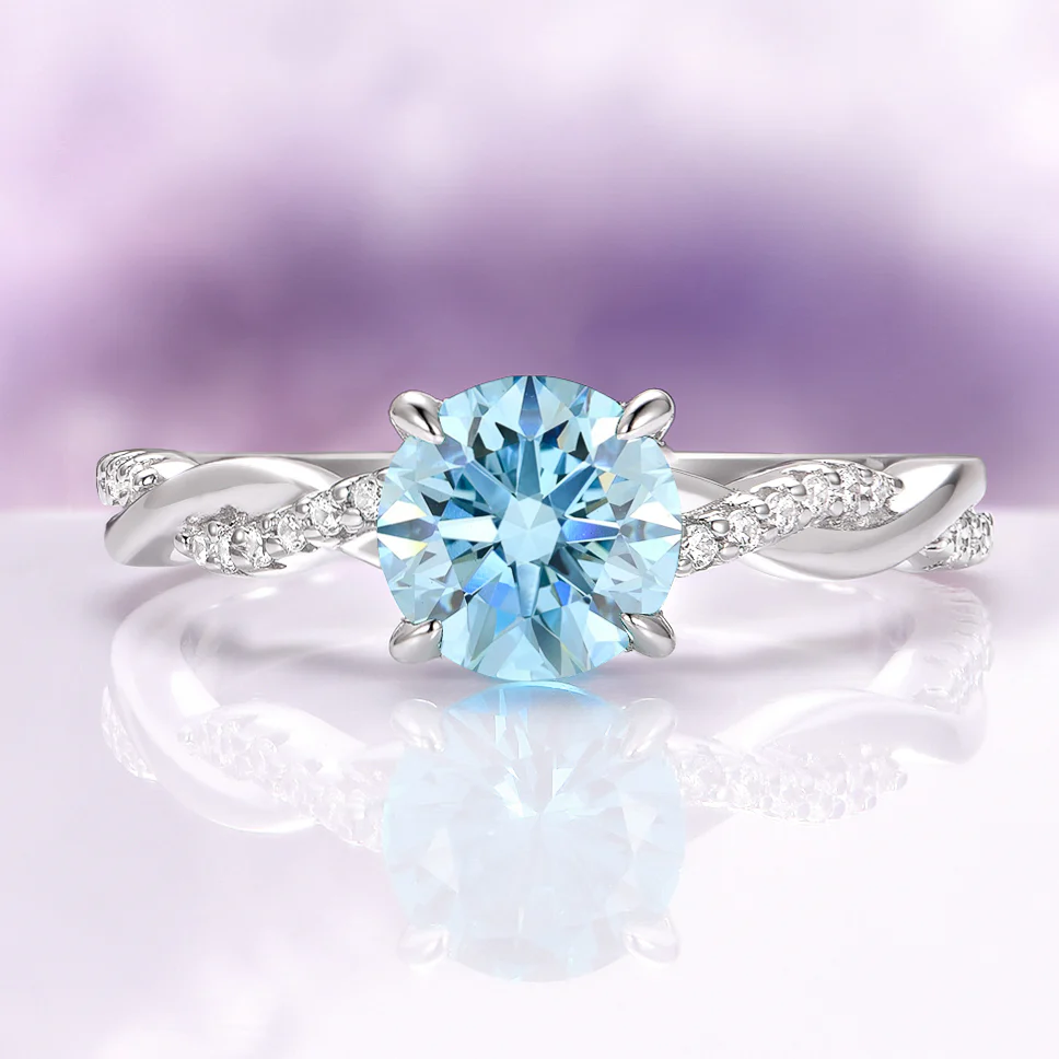 Sophia Twisted Vine Aquamarine Engagement Ring in 14K White Gold
