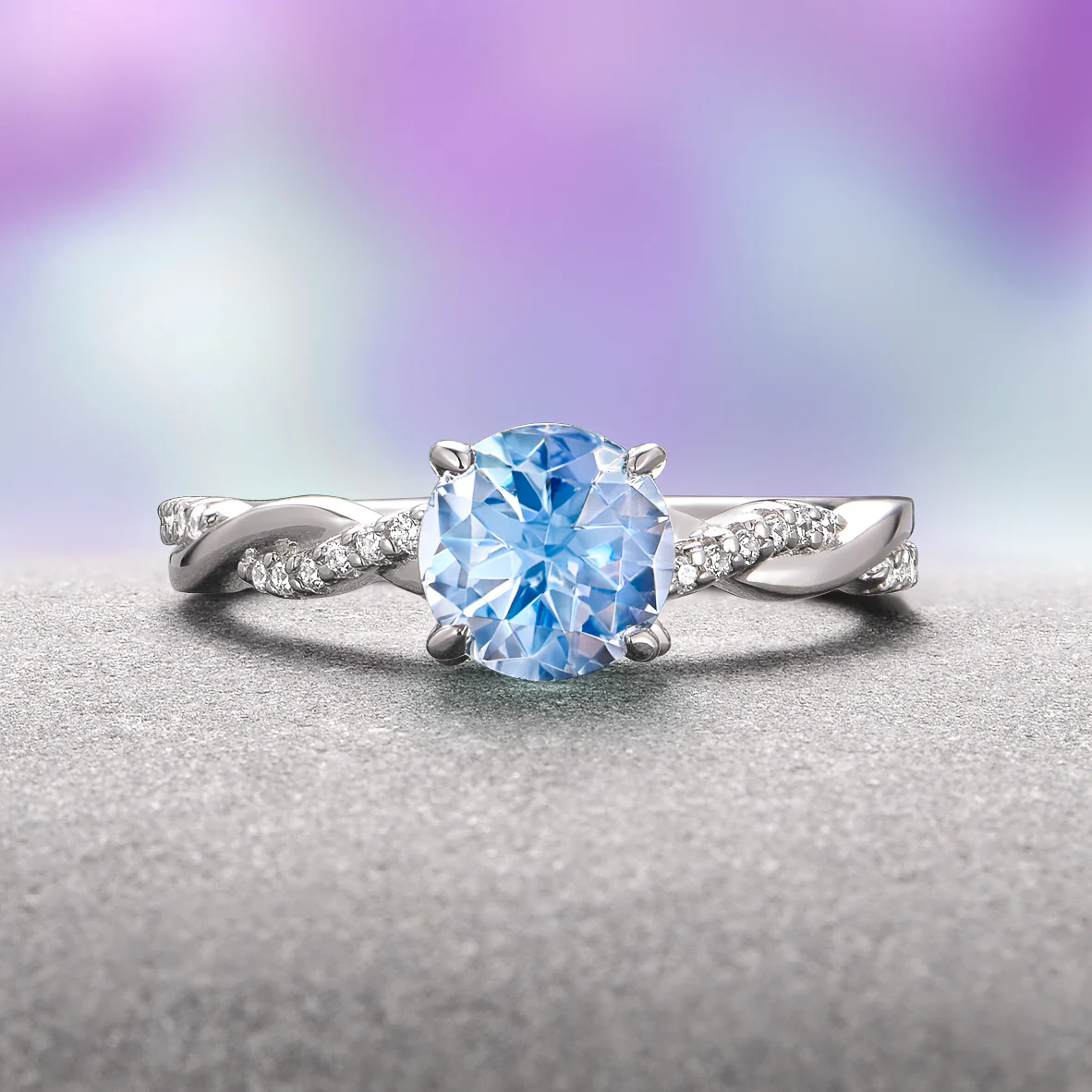 Sophia Twisted Vine Aquamarine Engagement Ring in 14K White Gold - Image 5