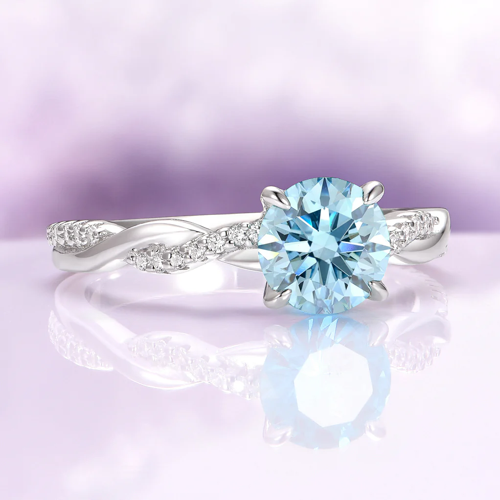 Sophia Twisted Vine Aquamarine Engagement Ring in 14K White Gold - Image 6