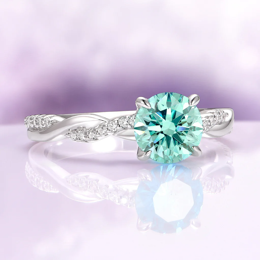 Sophia Twisted Vine Light Green Sapphire Engagement Ring in 14K White Gold - Image 4
