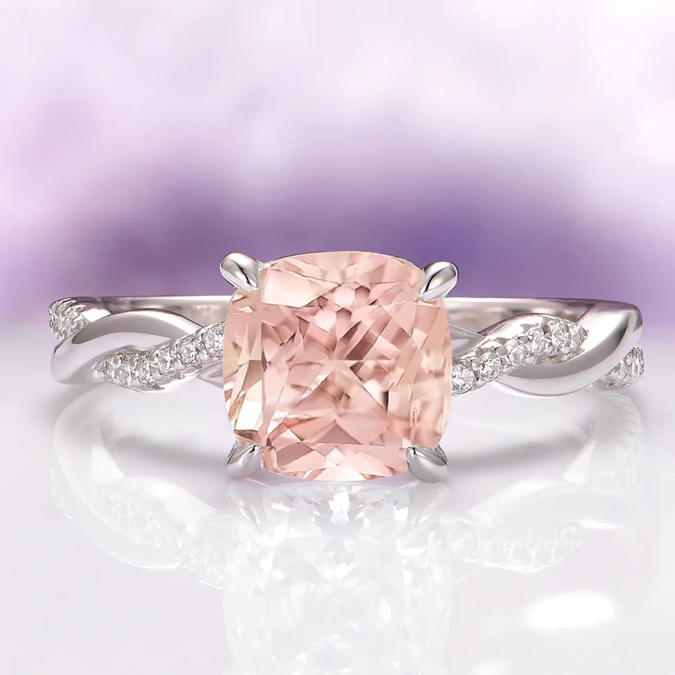 Sophia Twisted Vine Morganite Engagement Ring in 14K White Gold