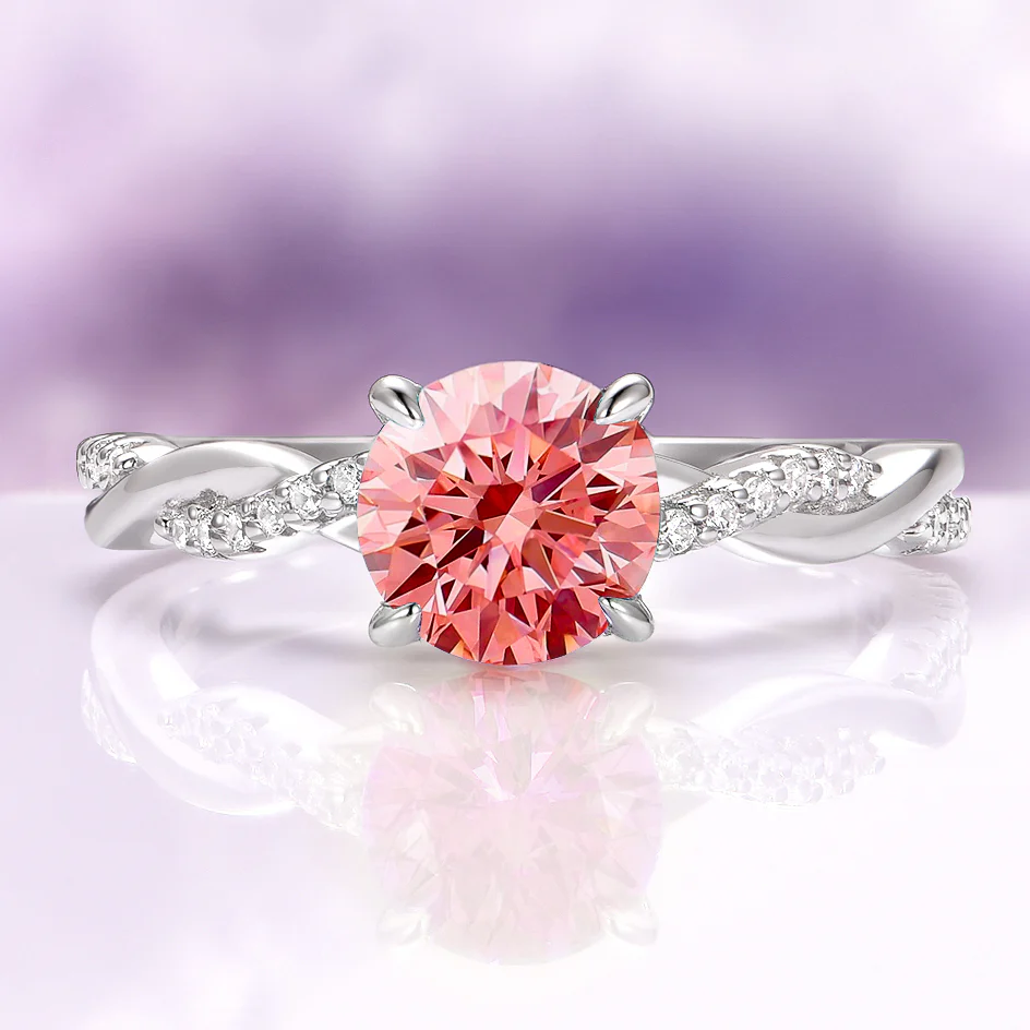 Sophia Padparadscha Sapphire Engagement Ring in 14K White Gold