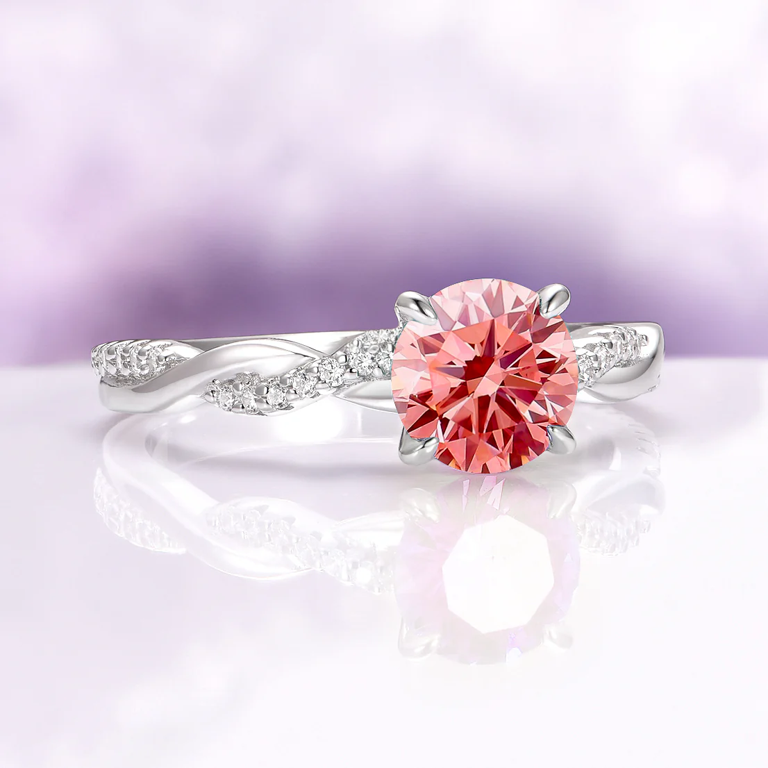 Sophia Padparadscha Sapphire Engagement Ring in 14K White Gold - Image 5