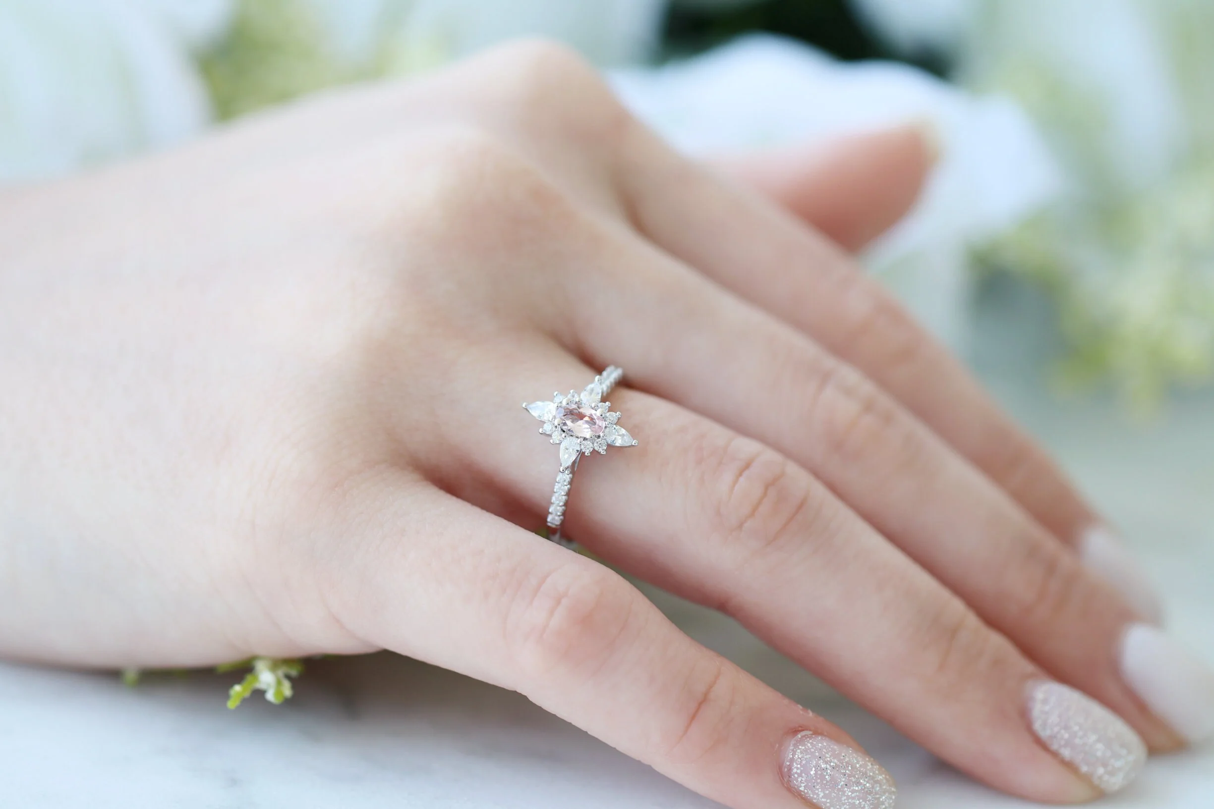 Starburst Morganite Engagement Ring in Sterling Silver - Image 3