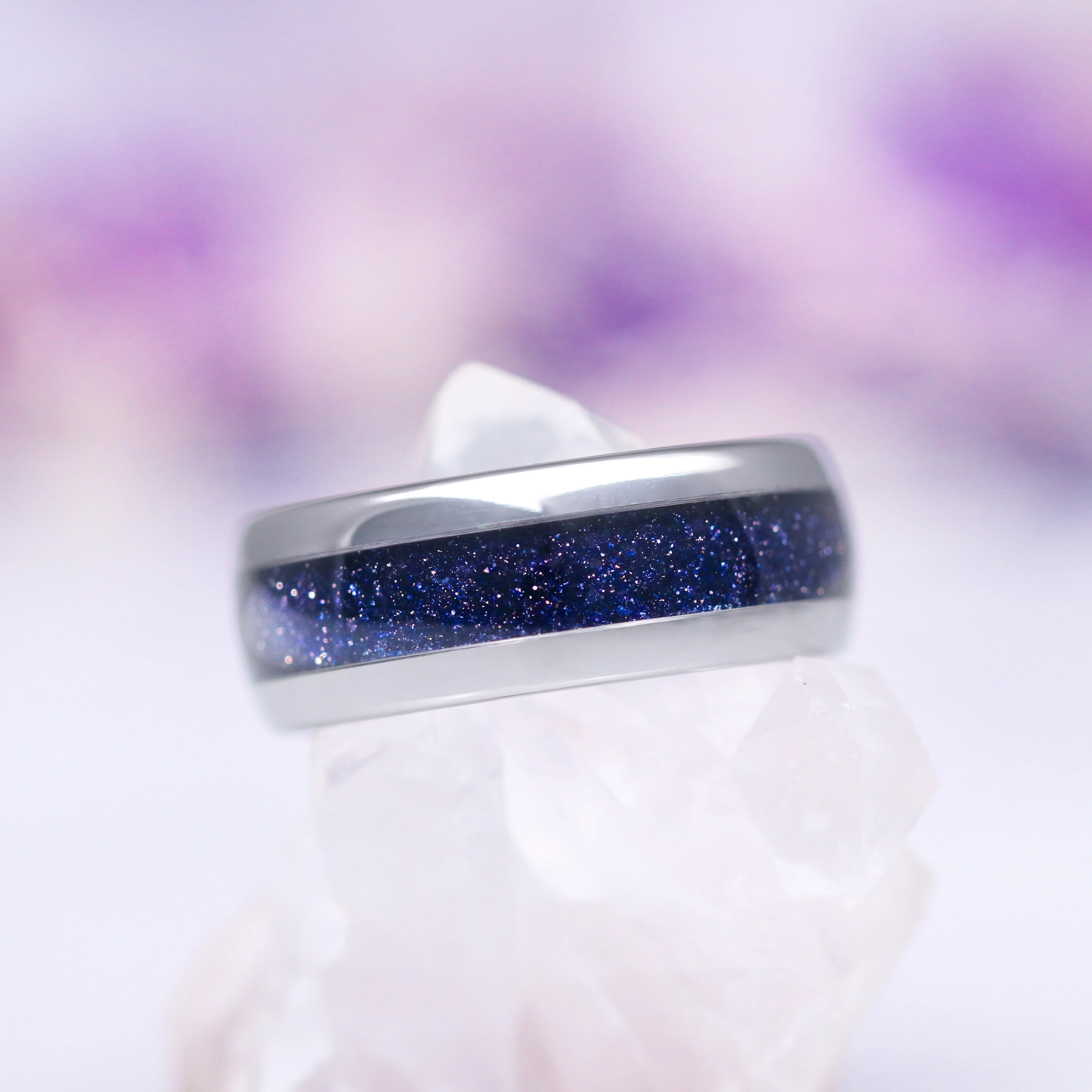 Elara Starry Night and Crescent Moon Couples Ring Set - Image 8