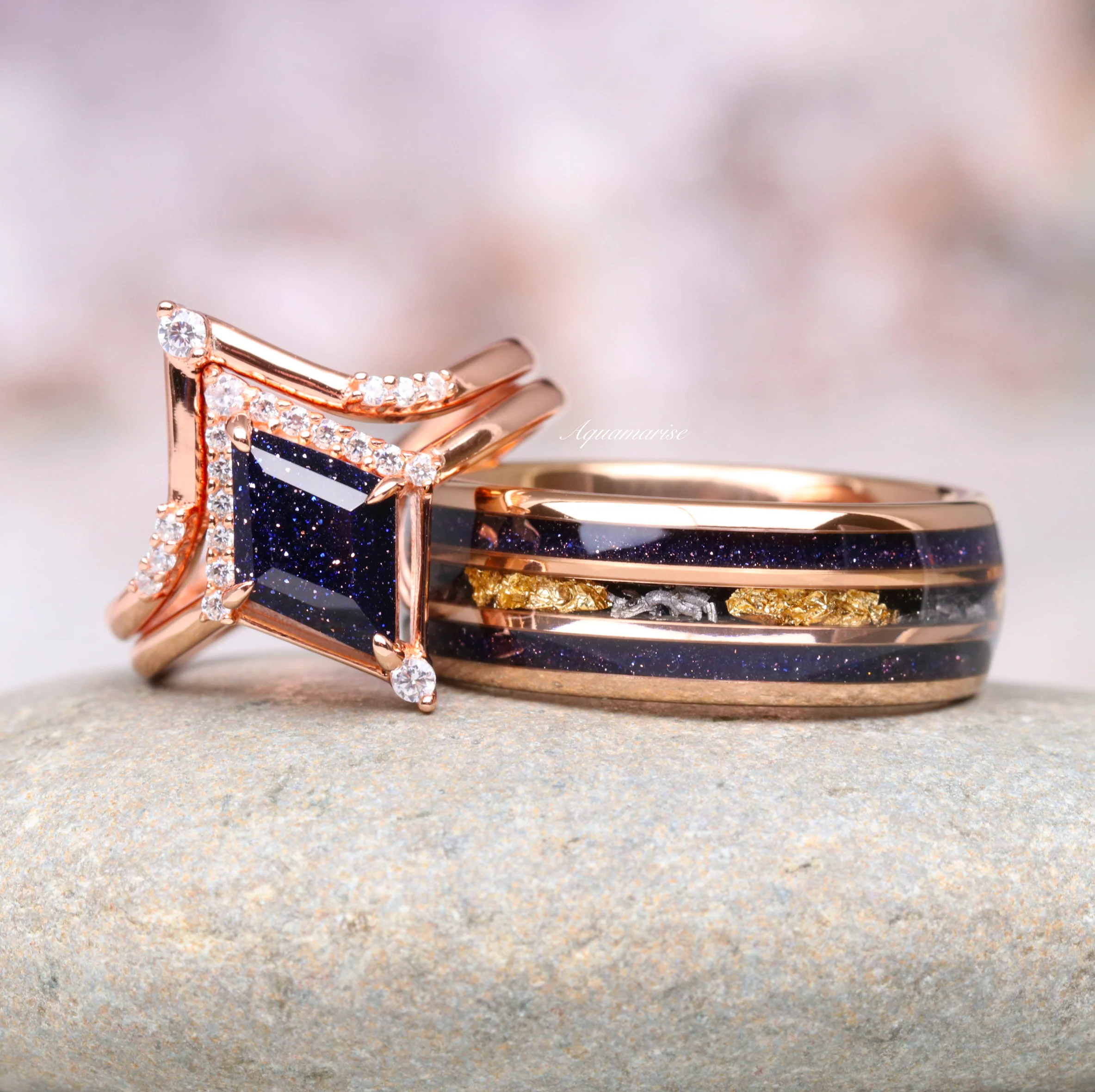 Starry Night Couples Ring Set
