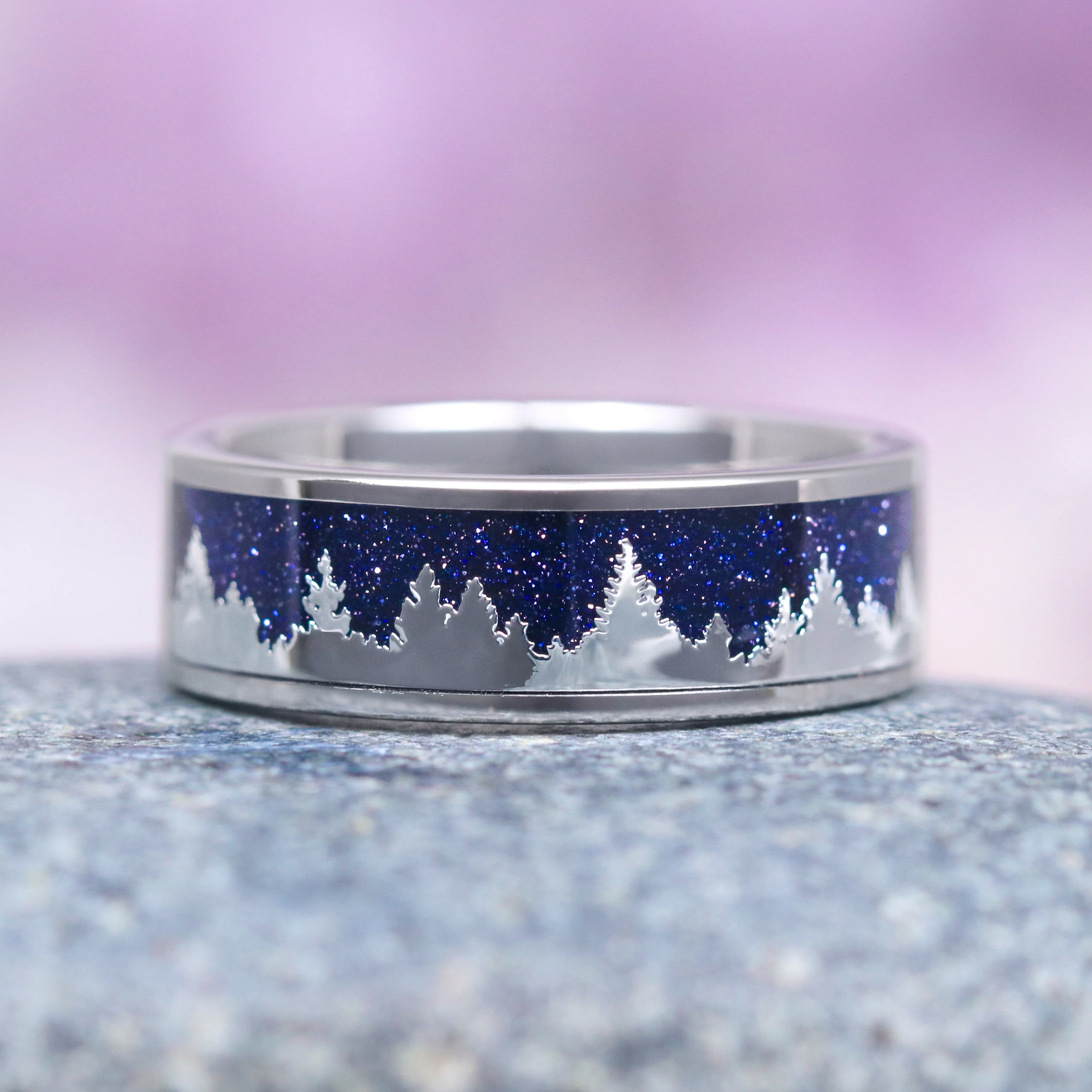 Starry Night & Trees Couples Ring Set - Image 3
