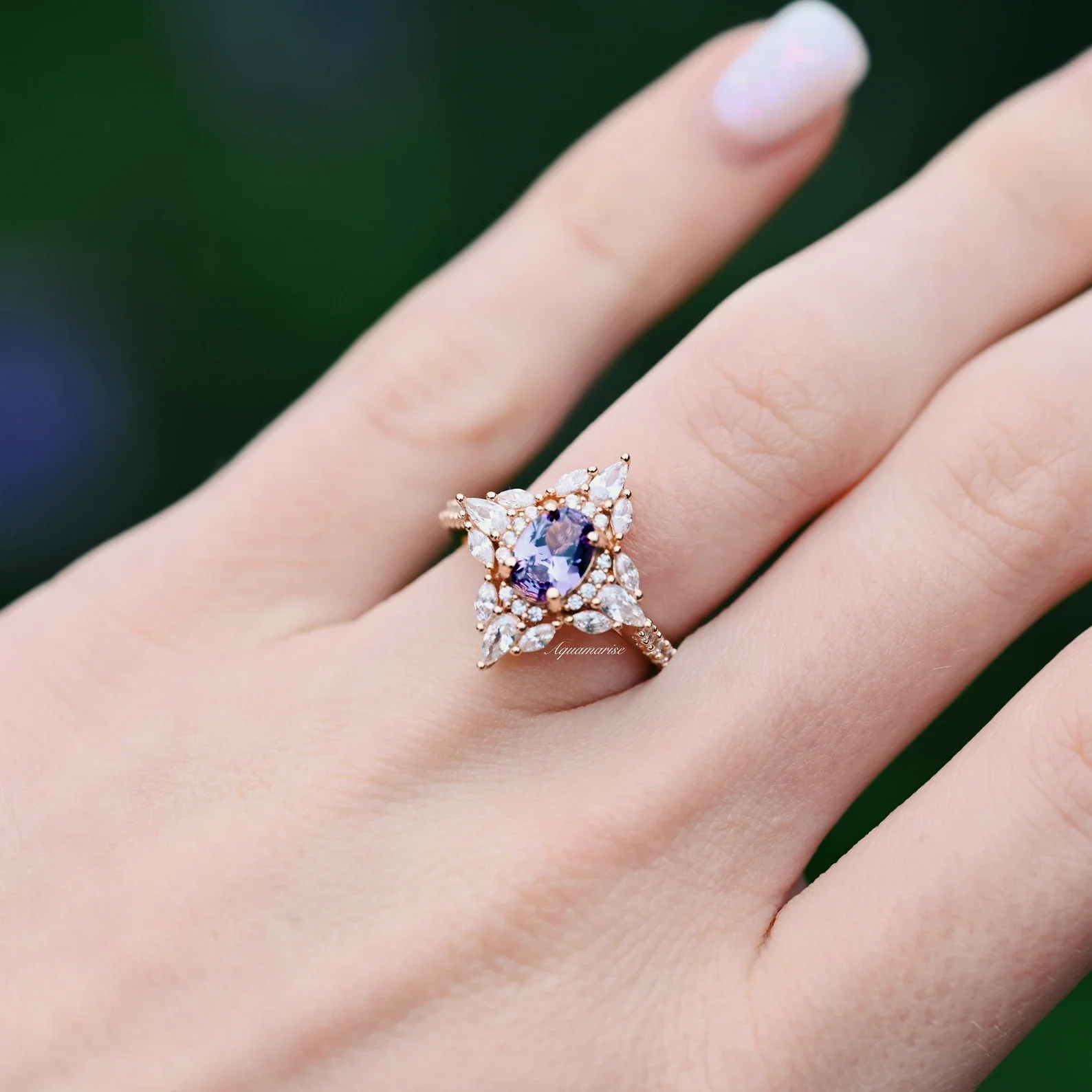 Stella Alexandrite Ring- 14K Rose Gold Vermeil - Image 4