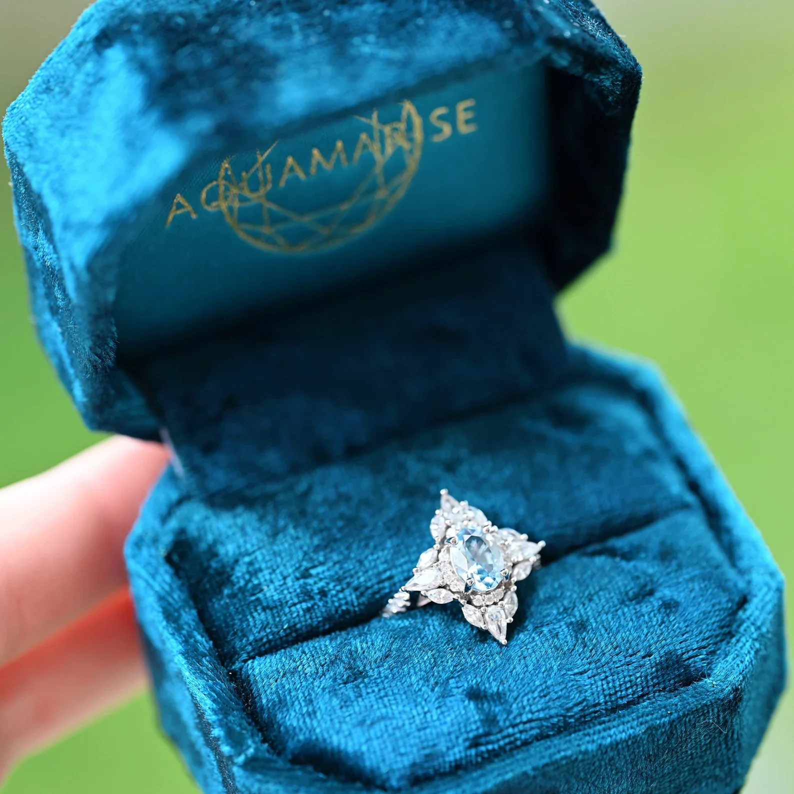 Stella Oval Cut Aquamarine Vintage Engagement Ring in 14K White Gold - Image 3