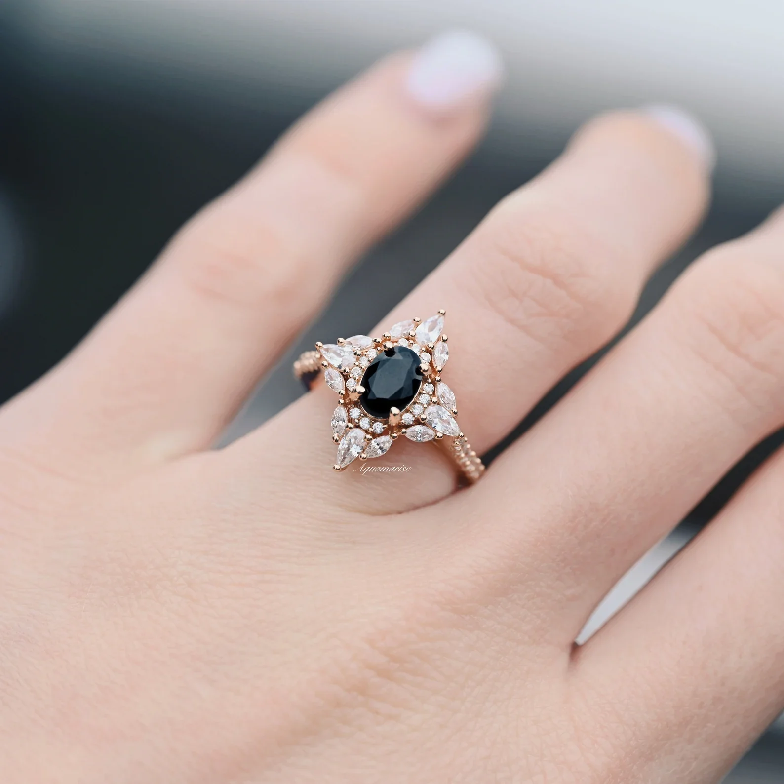 Stella Black Onyx Ring- 14K Rose Gold Vermeil - Image 6