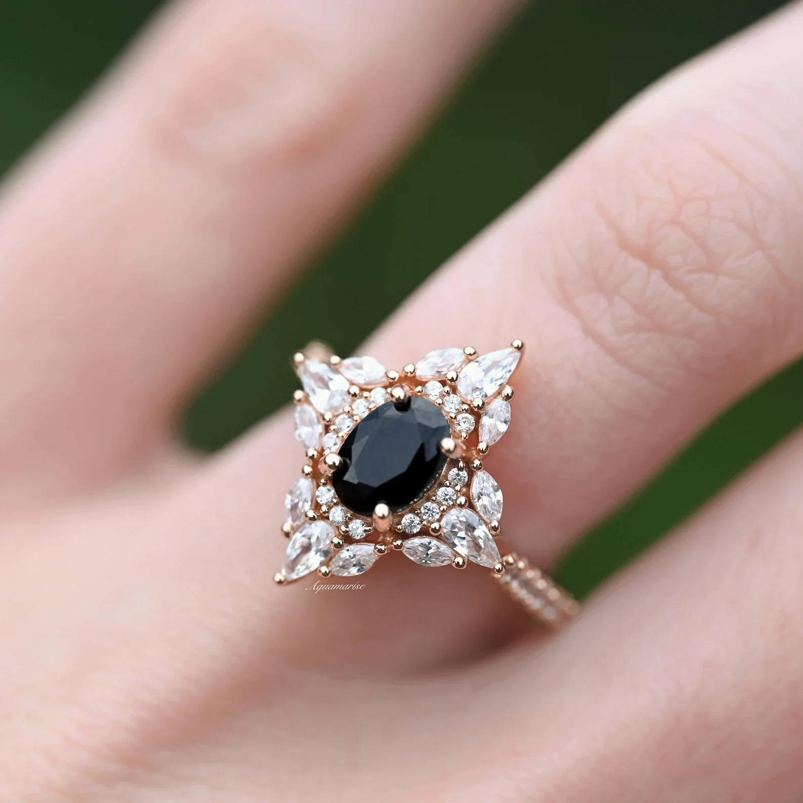 Stella Black Onyx Ring- 14K Rose Gold Vermeil - Image 7