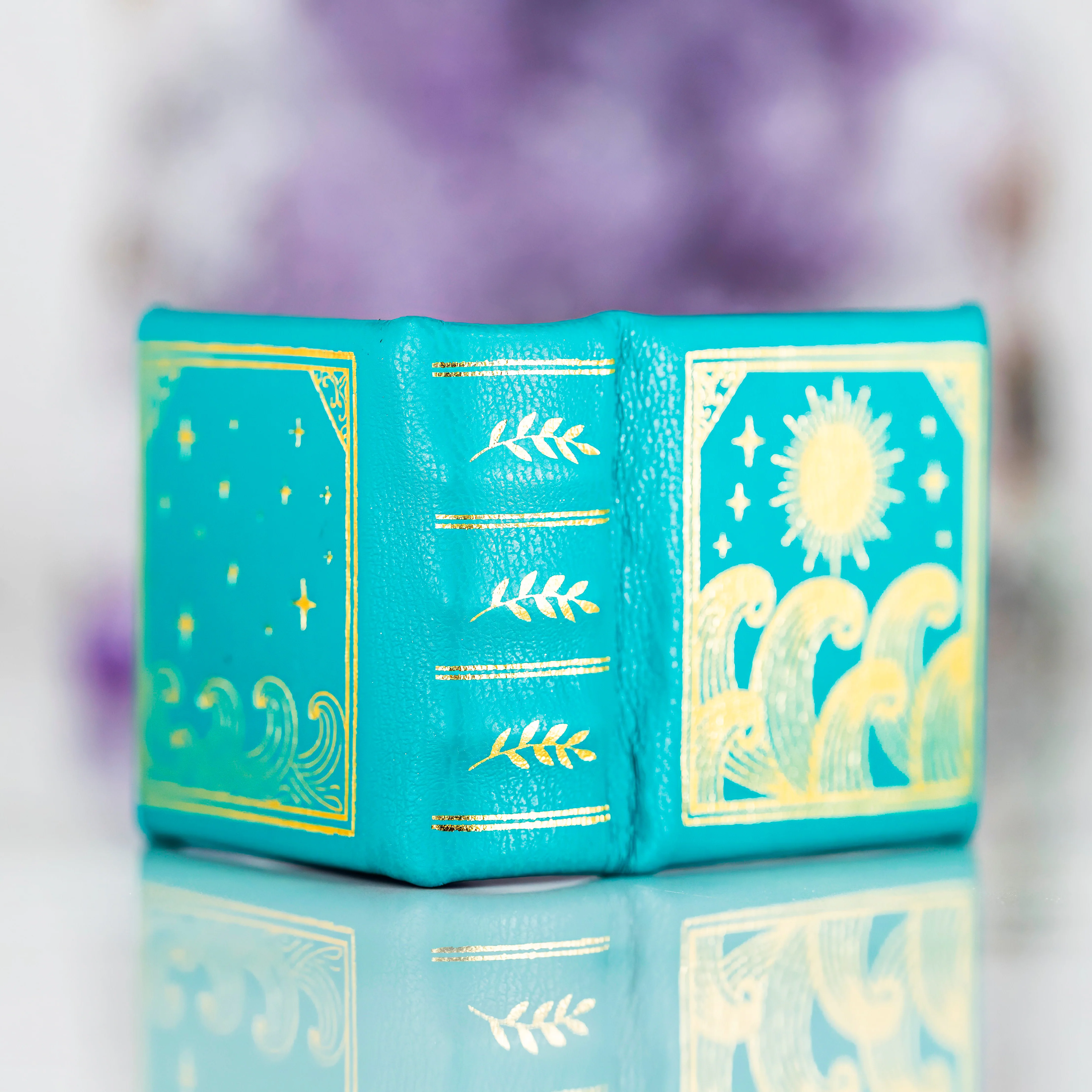 Summer Court Handmade Leather Book Ring Box- Ocean Tide Teal Edition (Small) - Image 16