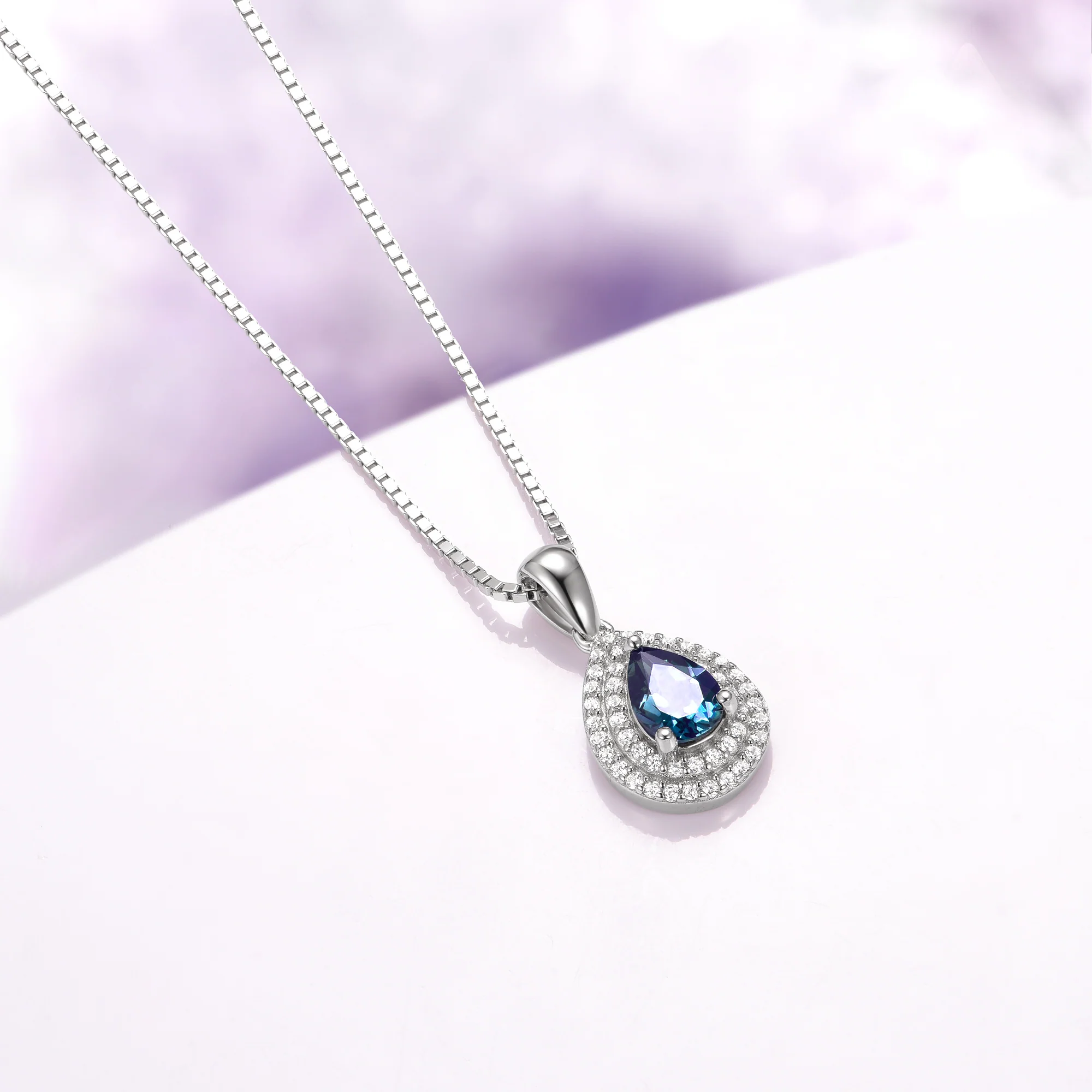 Scarlett Teardrop Lab-Grown Alexandrite Pendant Necklace in Sterling Silver - Image 4