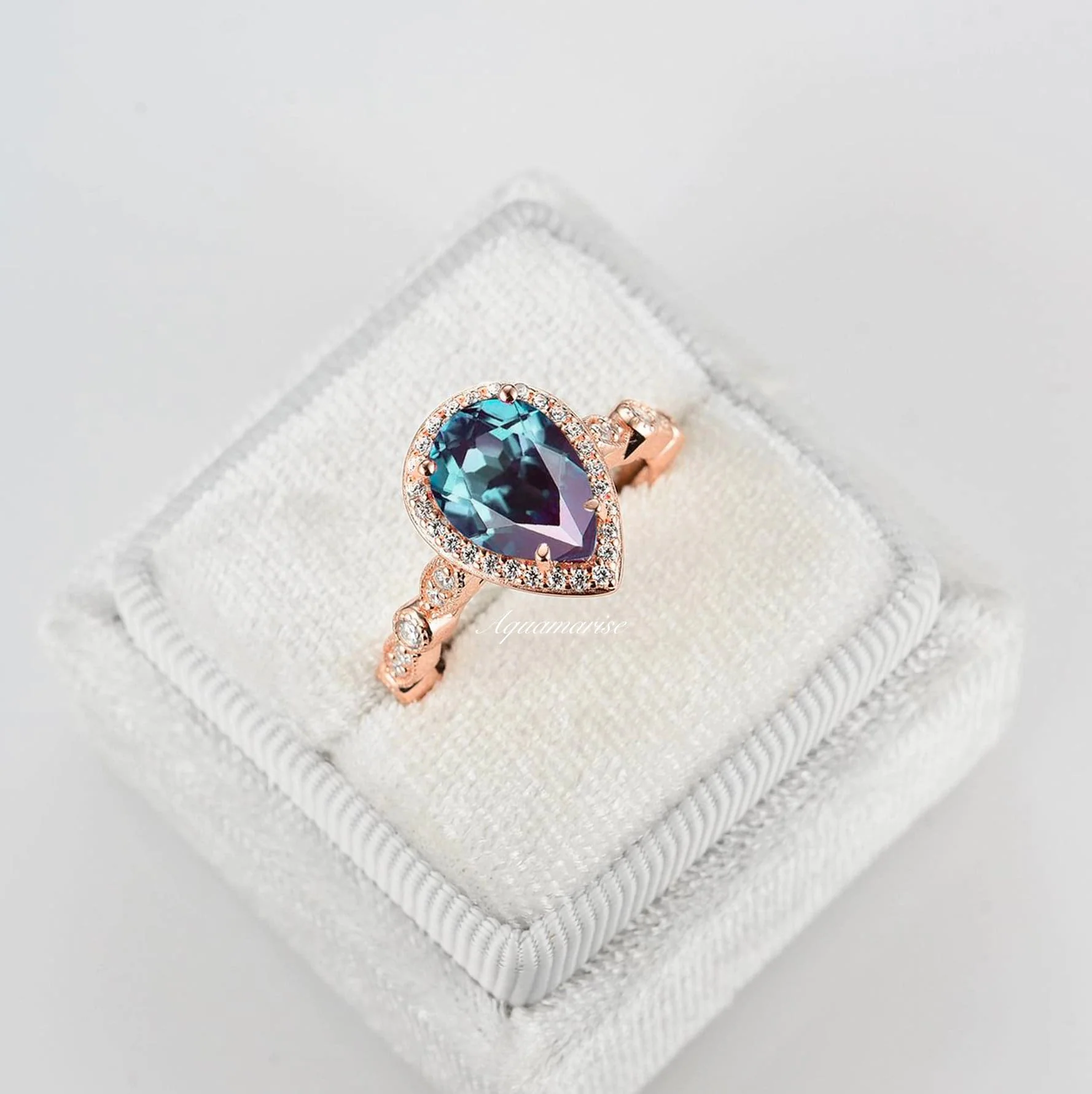 Art Deco Alexandrite Ring in 14K Rose Gold Vermeil - Image 2