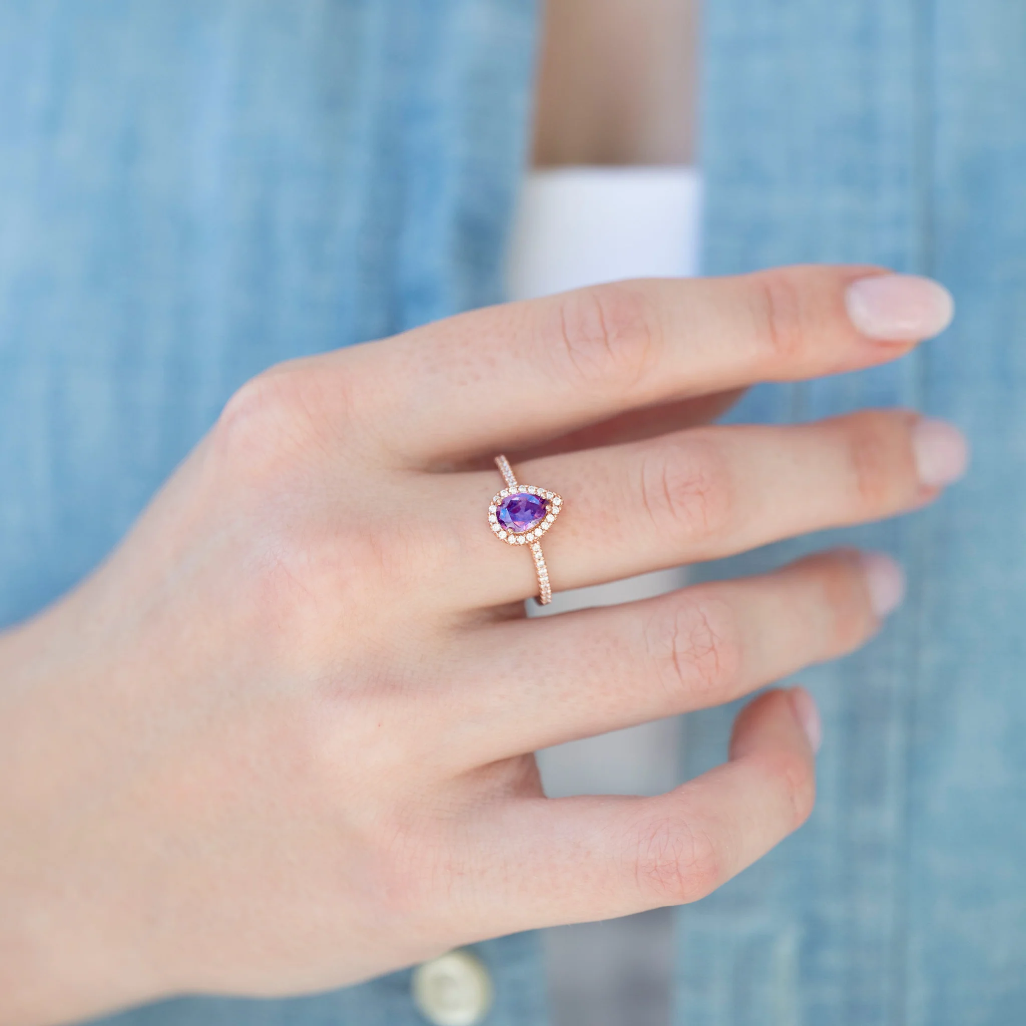 Emily Alexandrite Ring- 14K Rose Gold Vermeil - Image 2