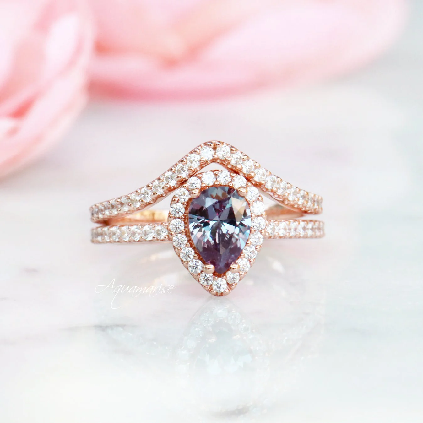 Emily Alexandrite Ring- 14K Rose Gold Vermeil - Image 5