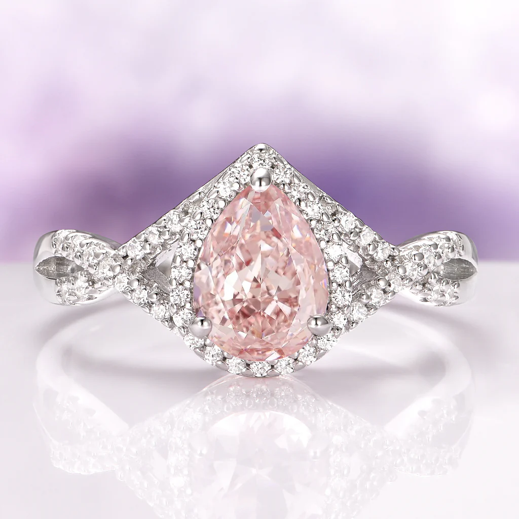 Flair Teardrop Morganite Engagement Ring in Sterling Silver