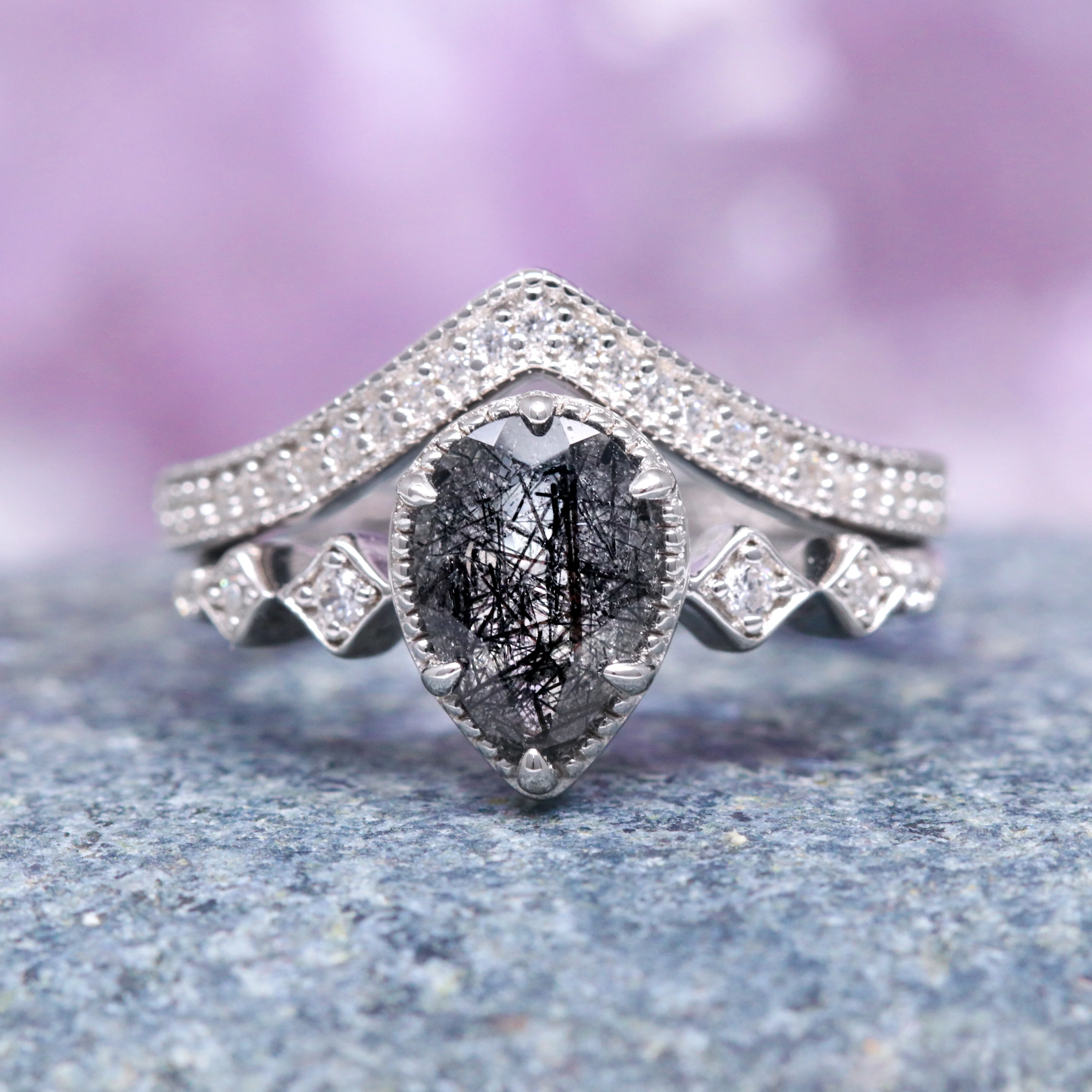 Rutilated Quartz Couples Ring Set - Image 2