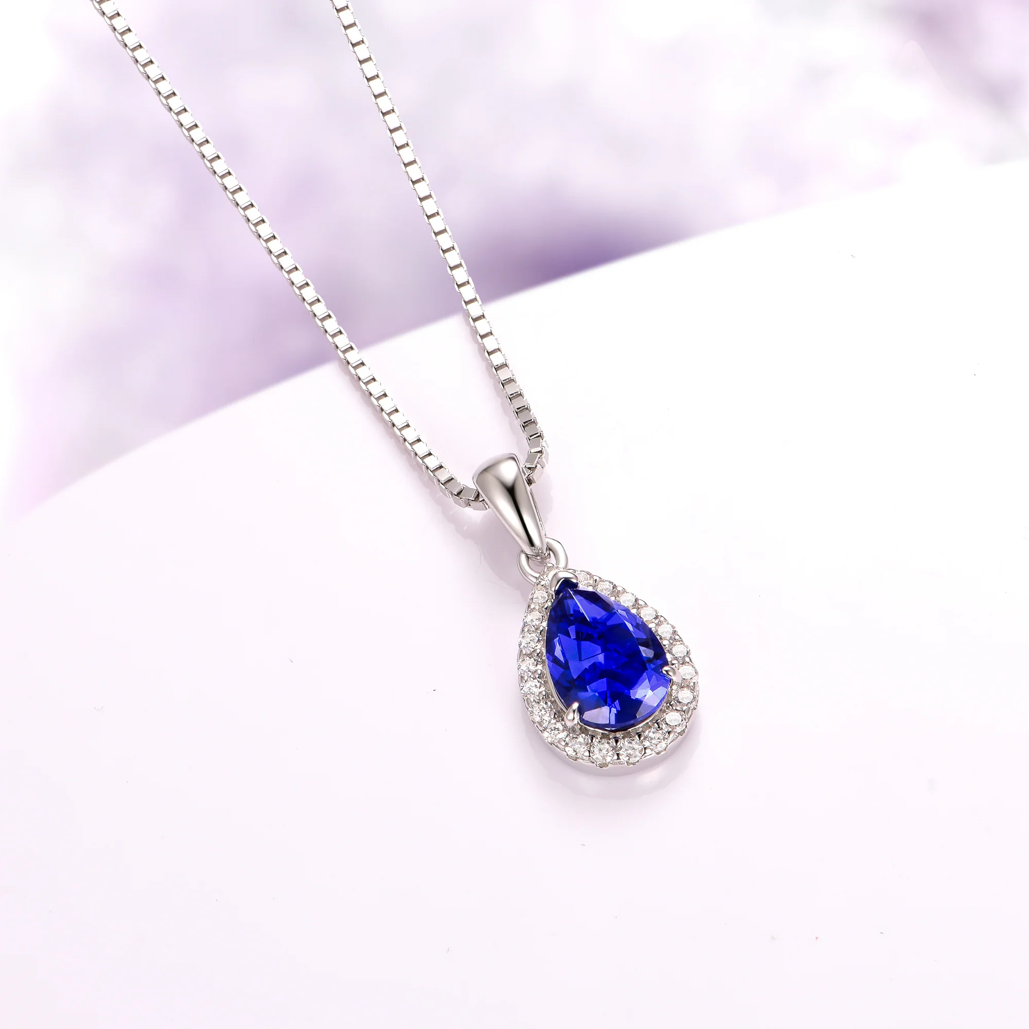Vera Teardrop Sapphire Necklace in Sterling Silver - Image 3