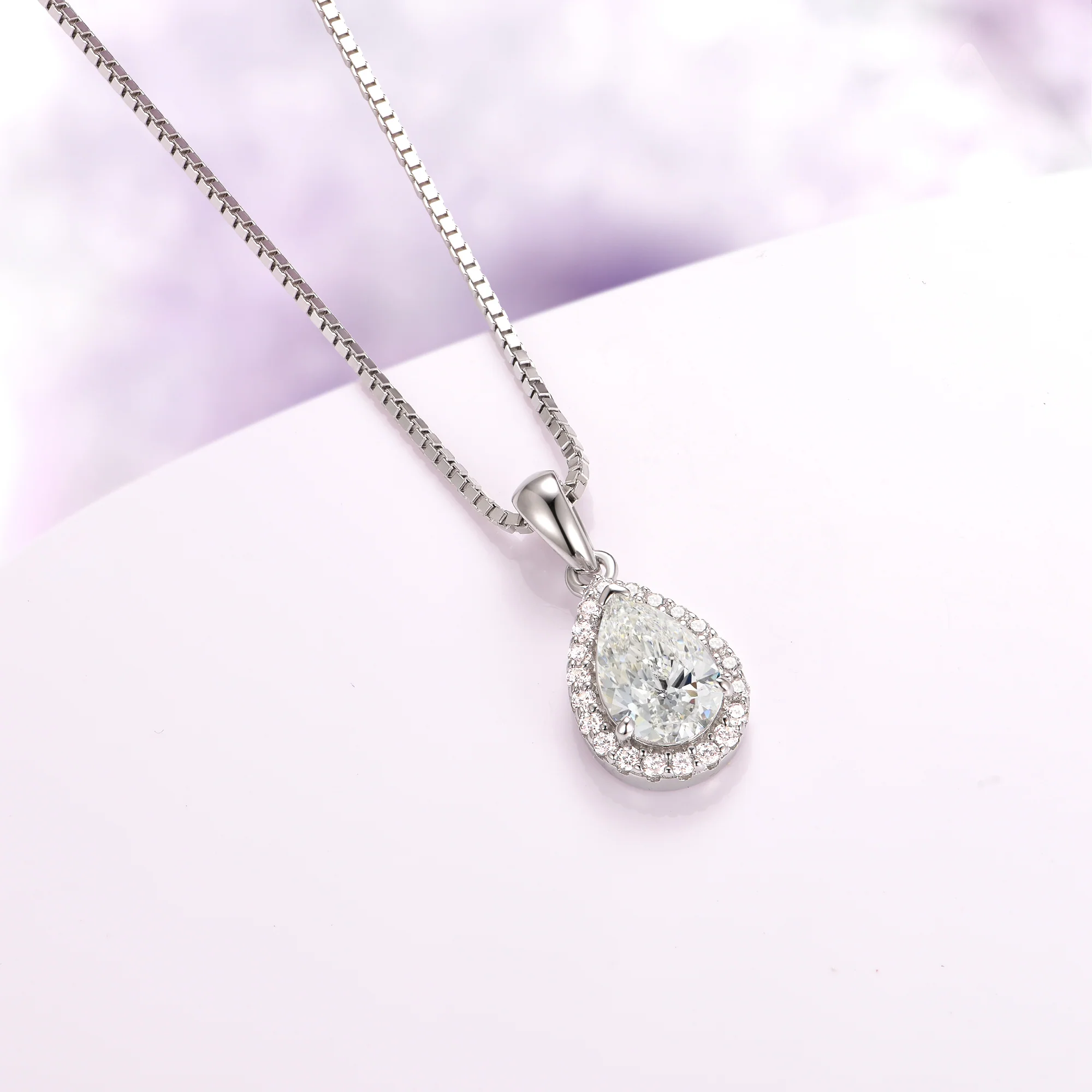 Vera Teardrop White Sapphire Necklace in Sterling Silver - Image 3