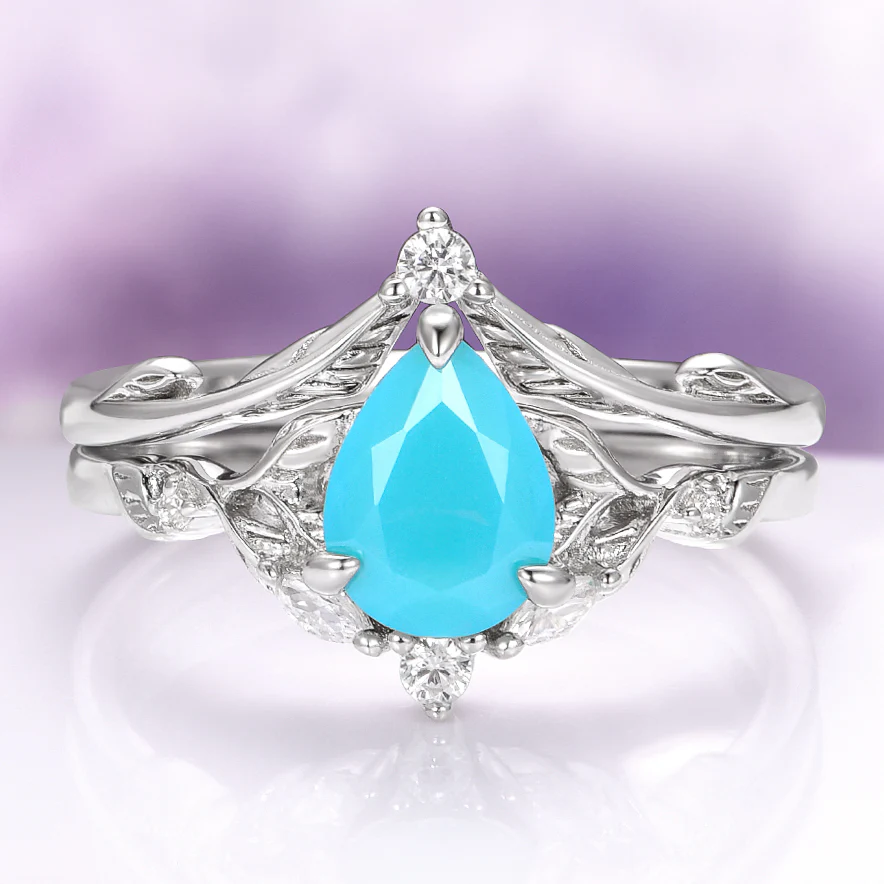 Turquoise Opalescent Blue Sapphire Ring Set in Sterling Silver