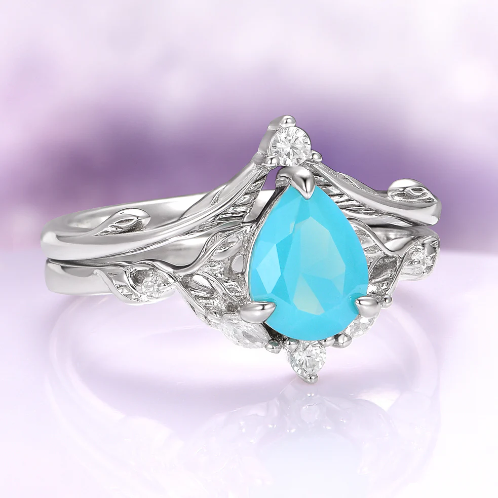 Turquoise Opalescent Blue Sapphire Ring Set in Sterling Silver - Image 5