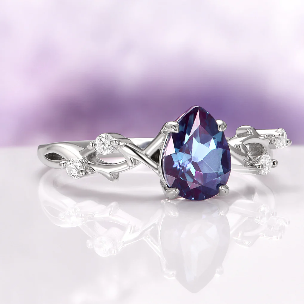Twisted Vine Alexandrite Twig Engagement Ring in 14K White Gold - Image 4