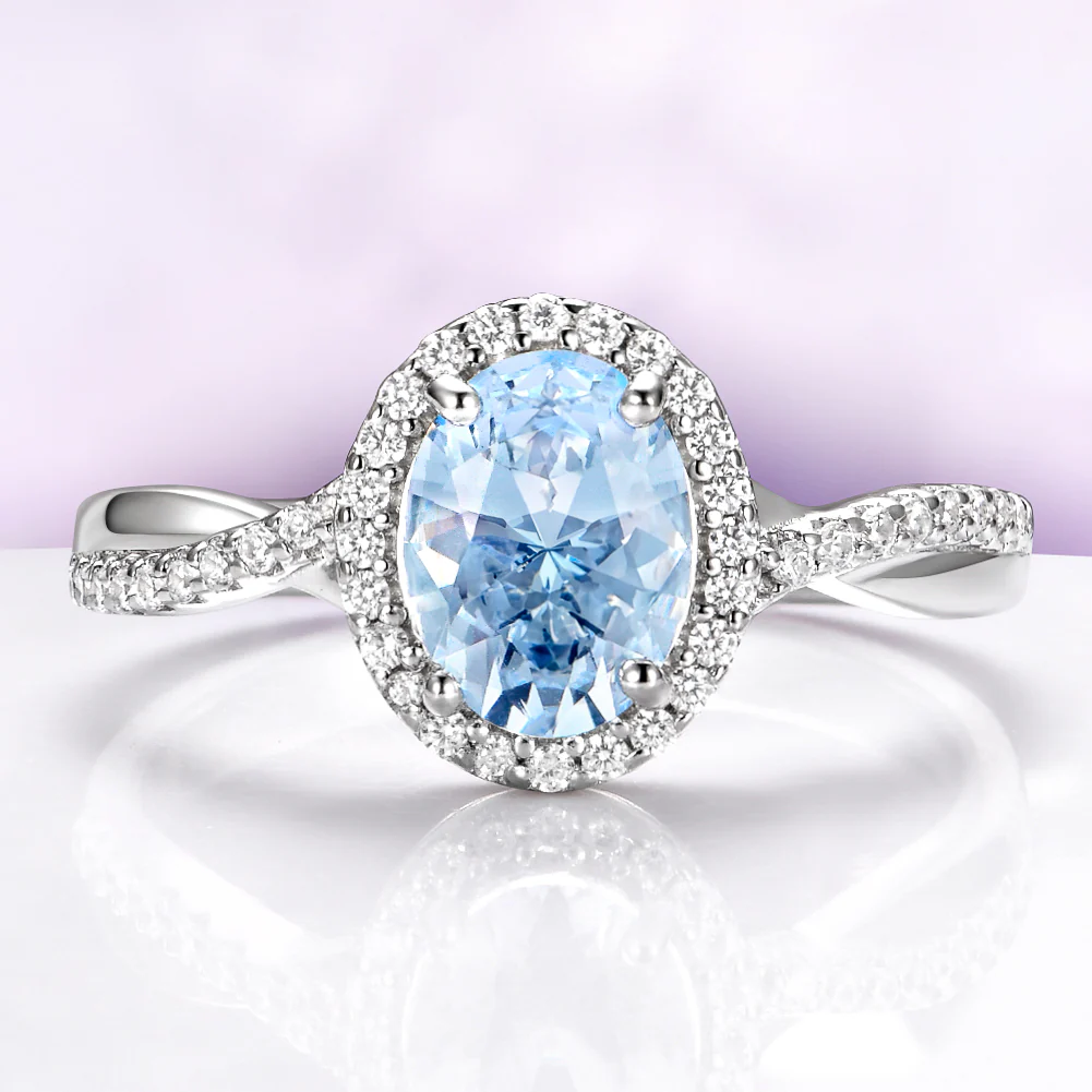 Twisted Vine Aquamarine Ring in Sterling Silver