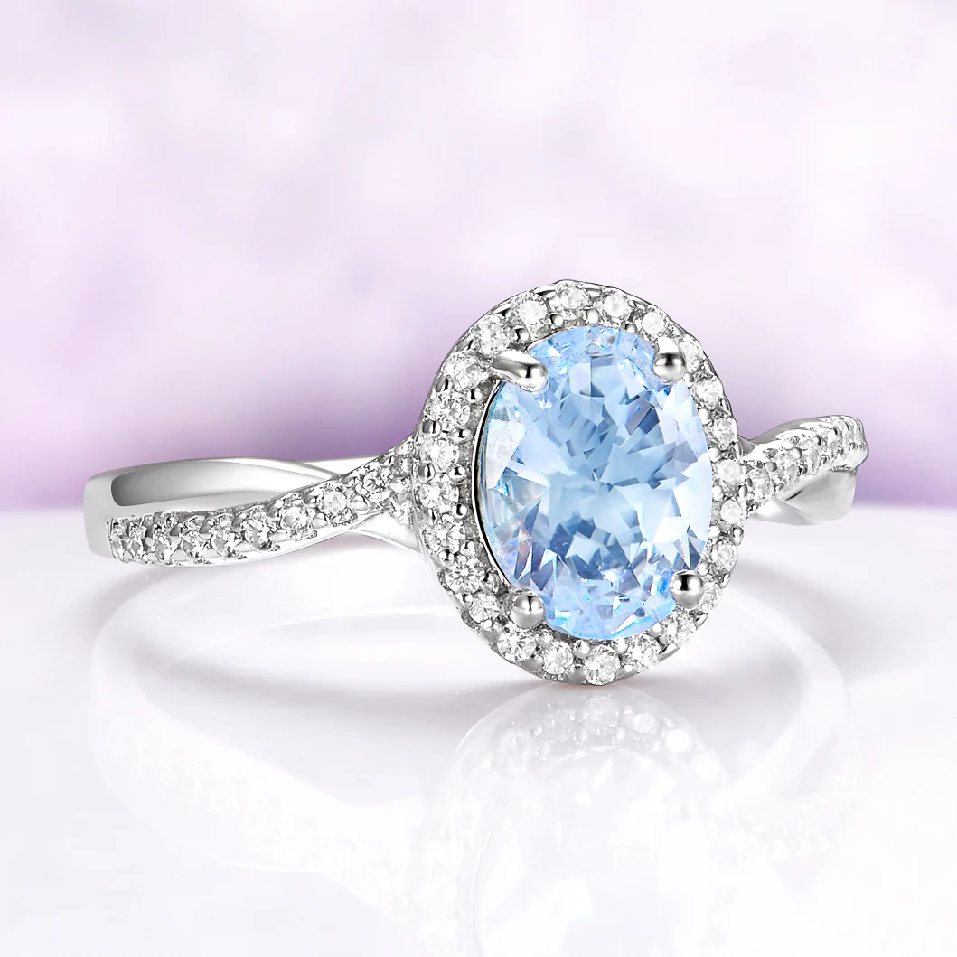 Twisted Vine Aquamarine Ring in Sterling Silver - Image 3
