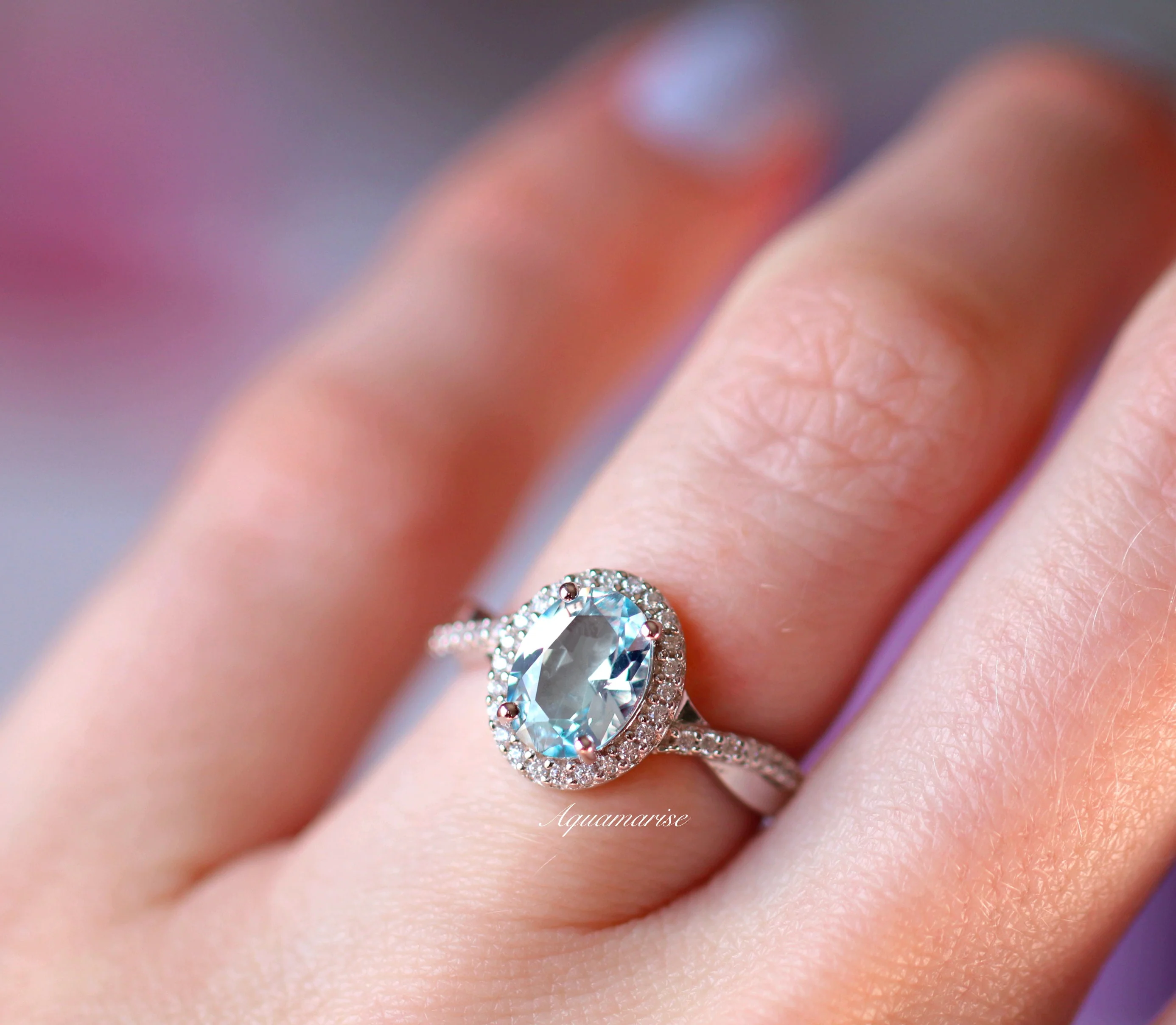 Twisted Vine Aquamarine Ring in Sterling Silver - Image 4