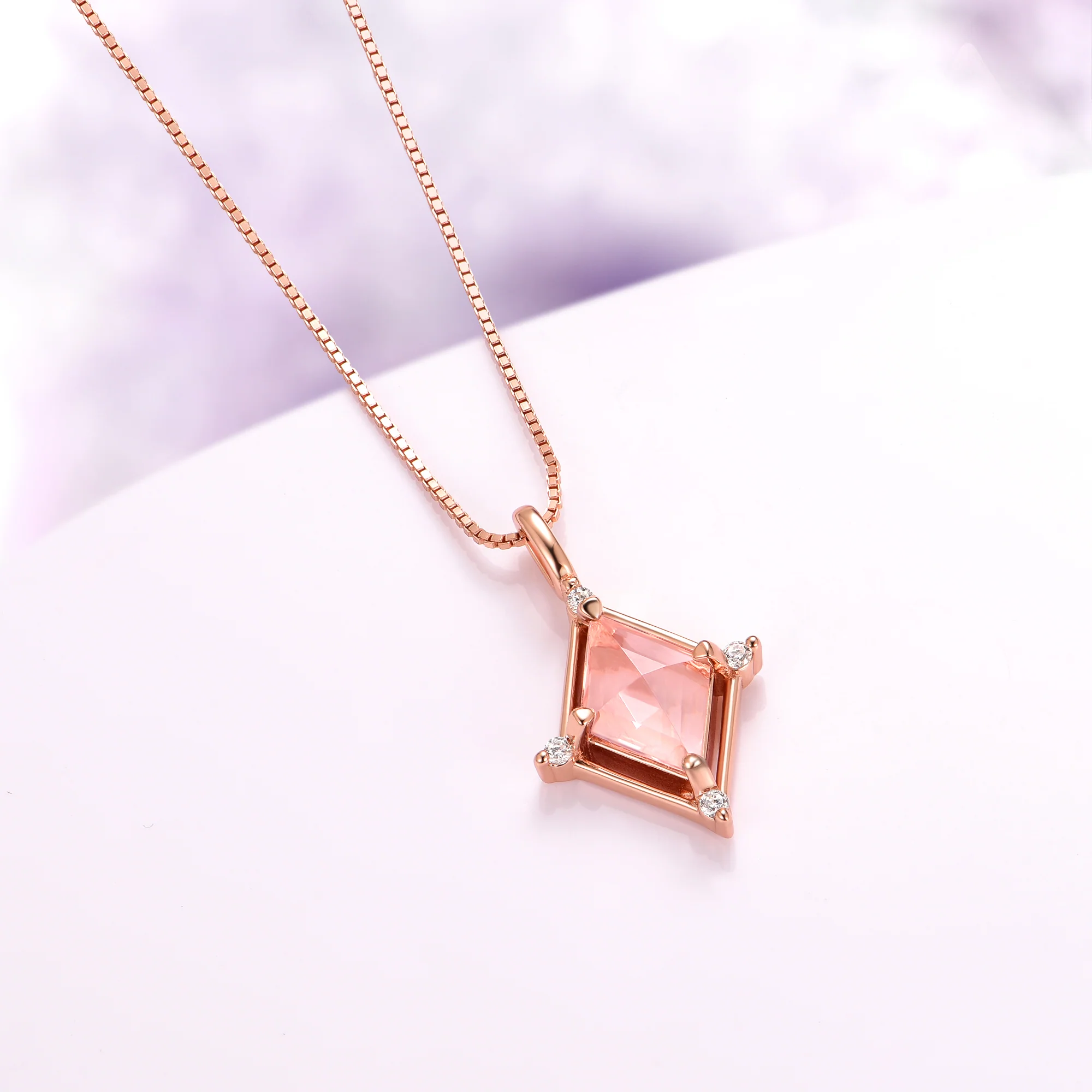 Kite Morganite Necklace in 14K Rose Gold Vermeil - Image 3