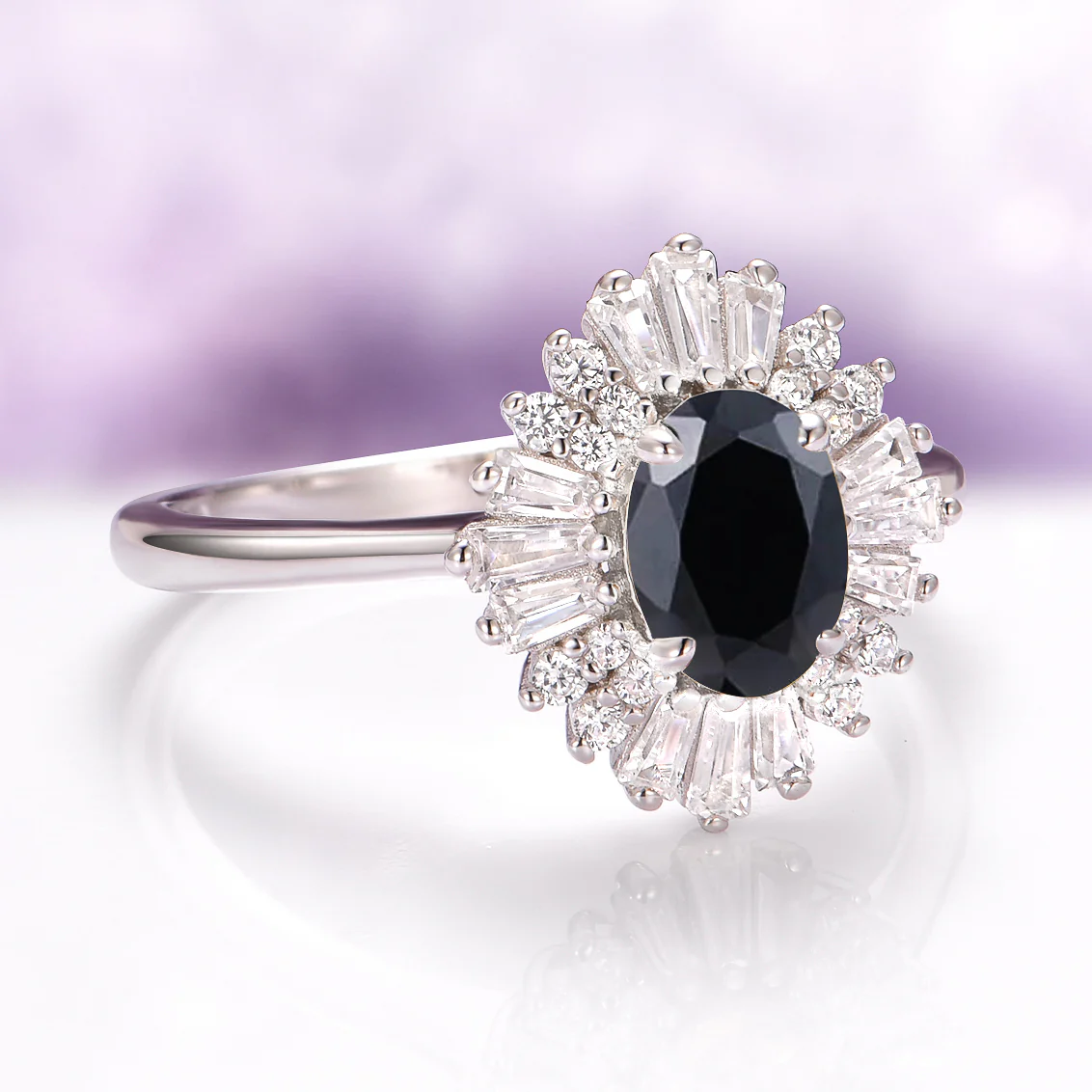 Victoria Black Onyx Engagement Ring in 14K White Gold - Image 4