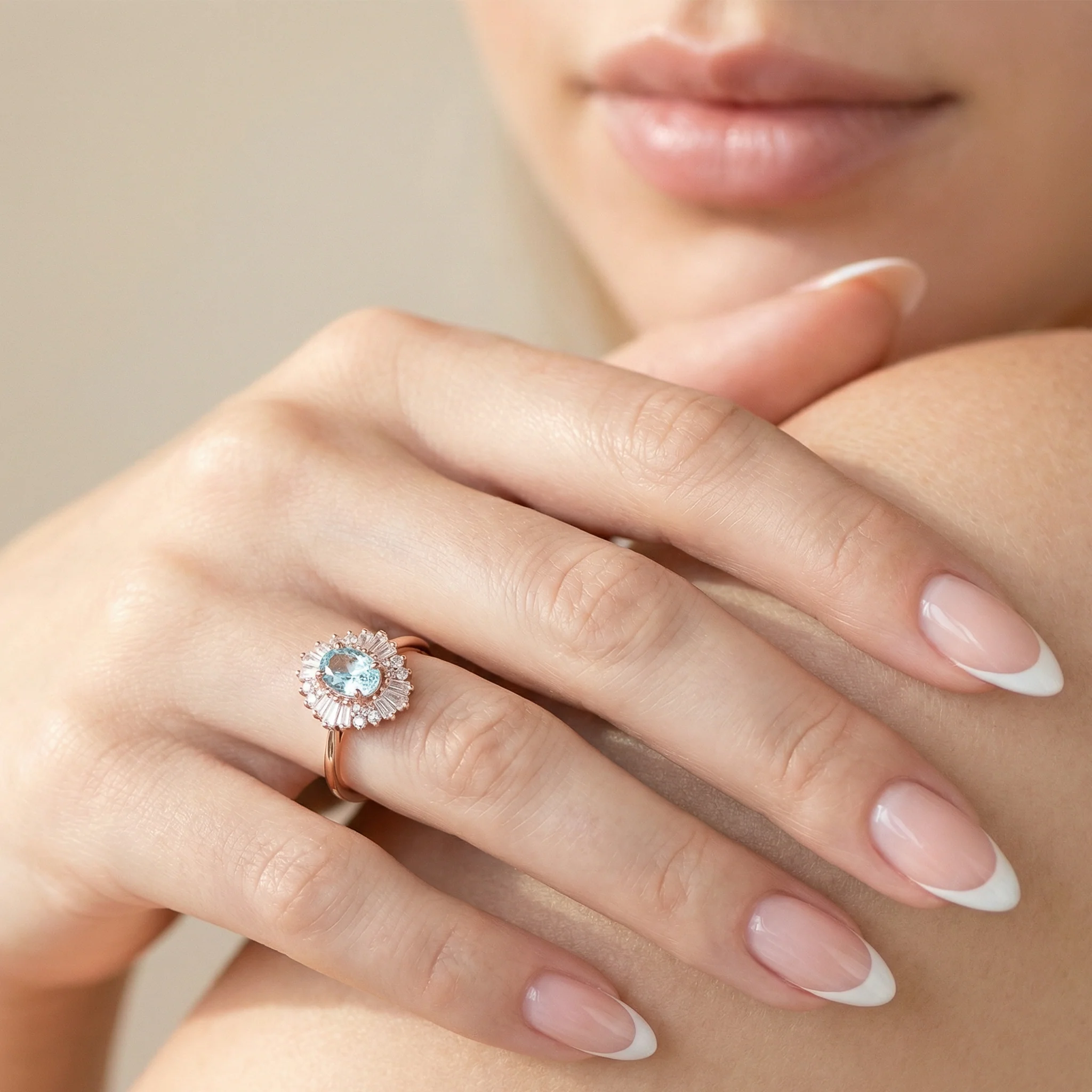 Victoria Blue Lab-Grown Diamond Engagement Ring in Solid 14K Rose Gold (IGI Certified) - Image 2