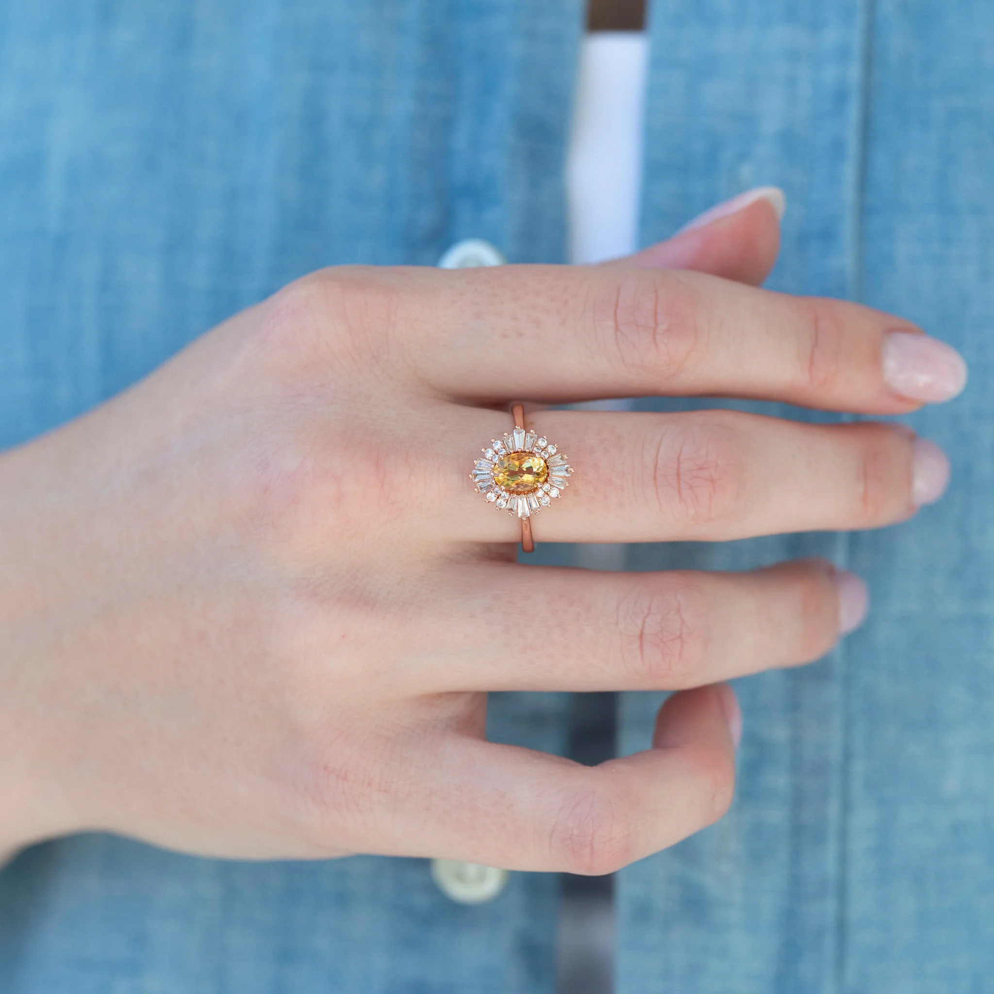Victoria Natural Citrine Ring in 14K Solid Rose Gold - Image 2