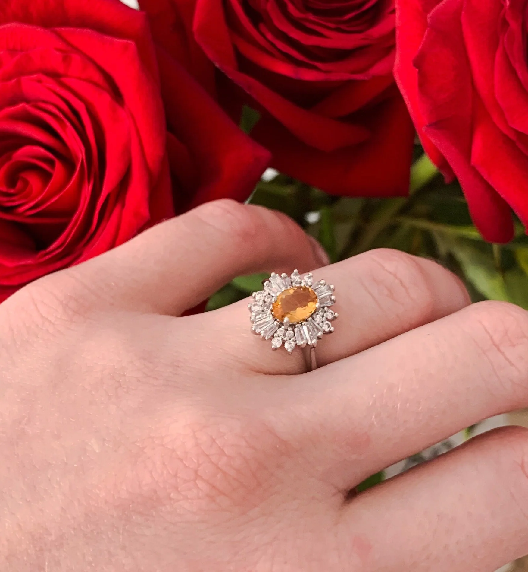 Victoria Natural Citrine Ring in 14K White Gold - Image 2