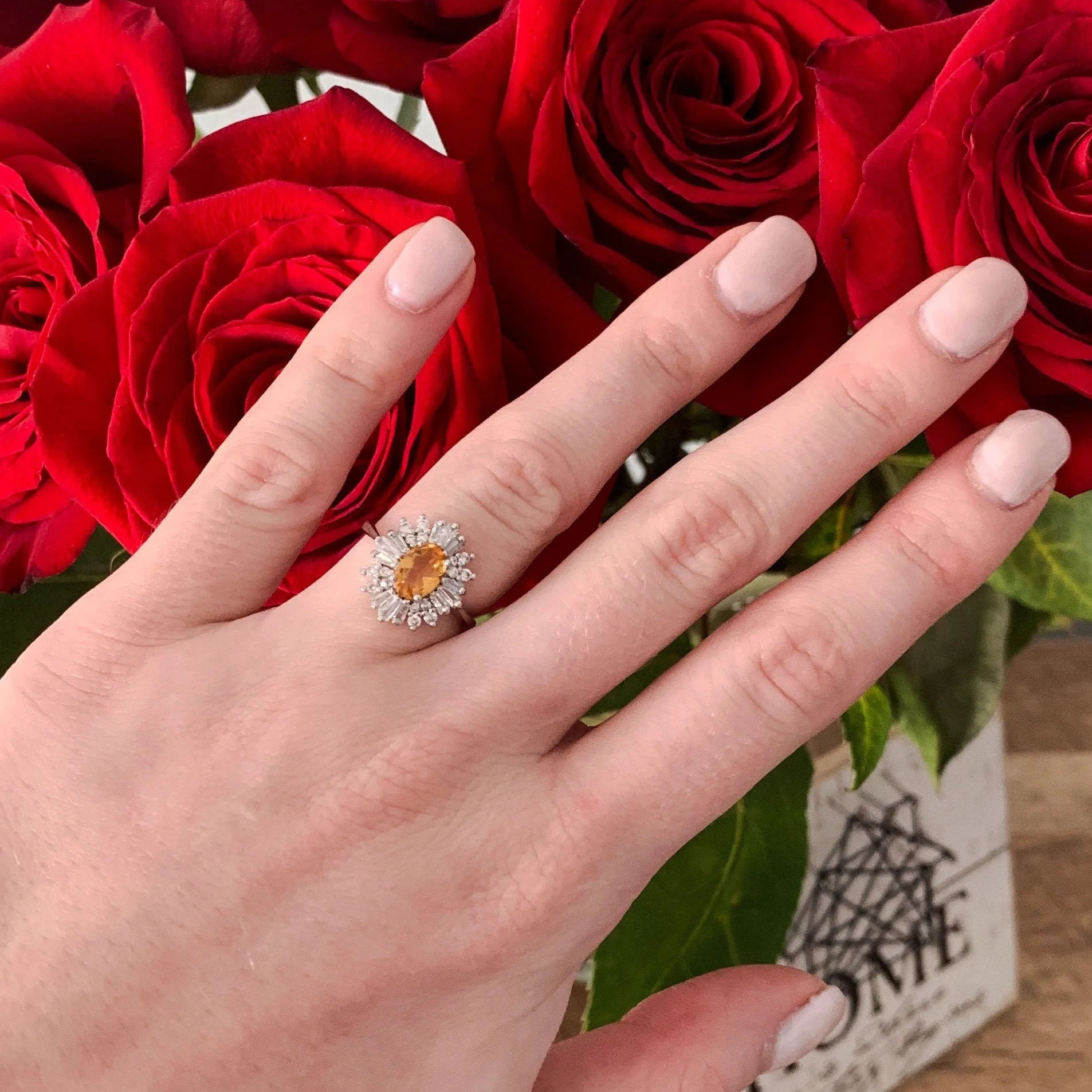 Victoria Natural Citrine Ring in 14K White Gold - Image 3