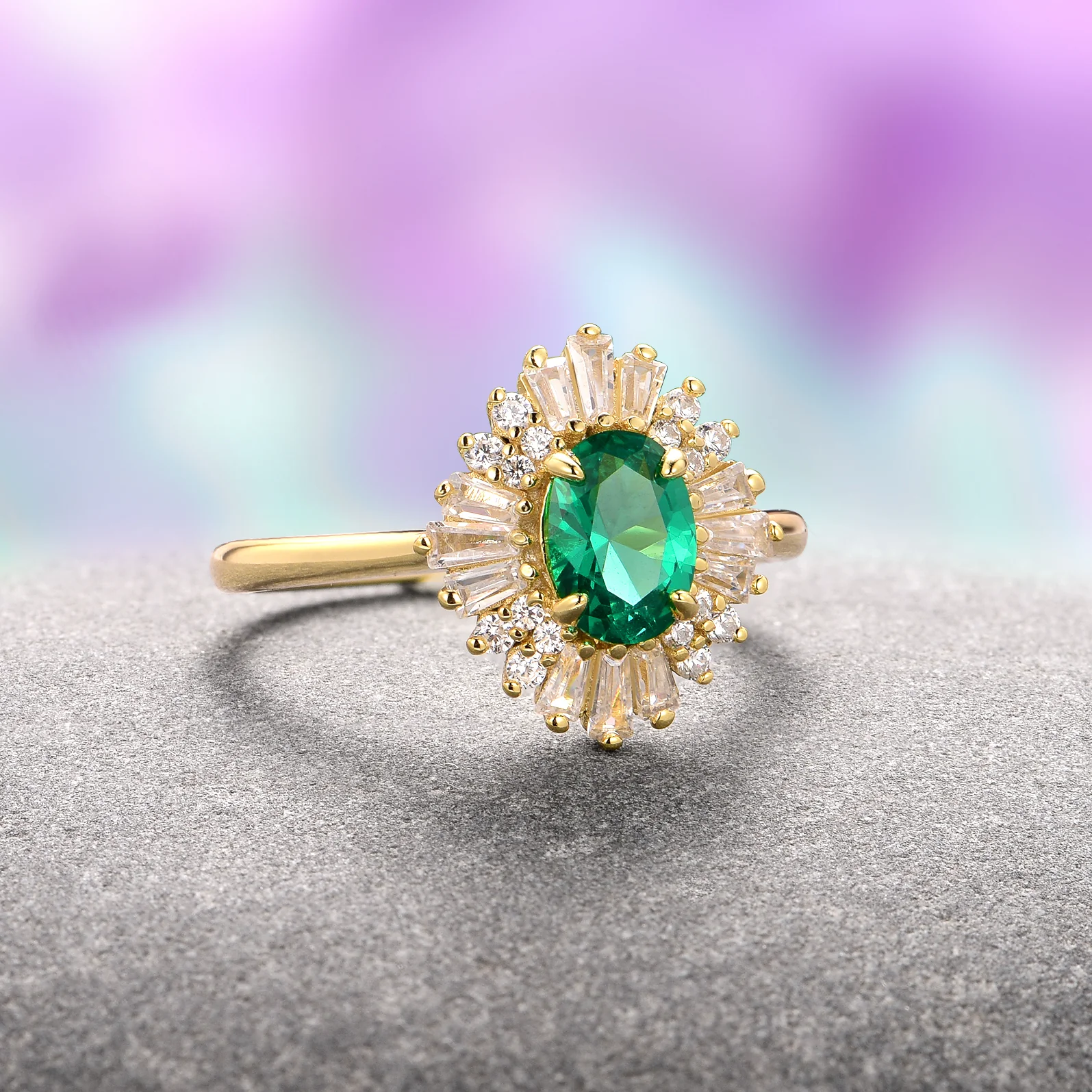 Victoria Emerald Ring in 14K Solid Yellow Gold - Image 2