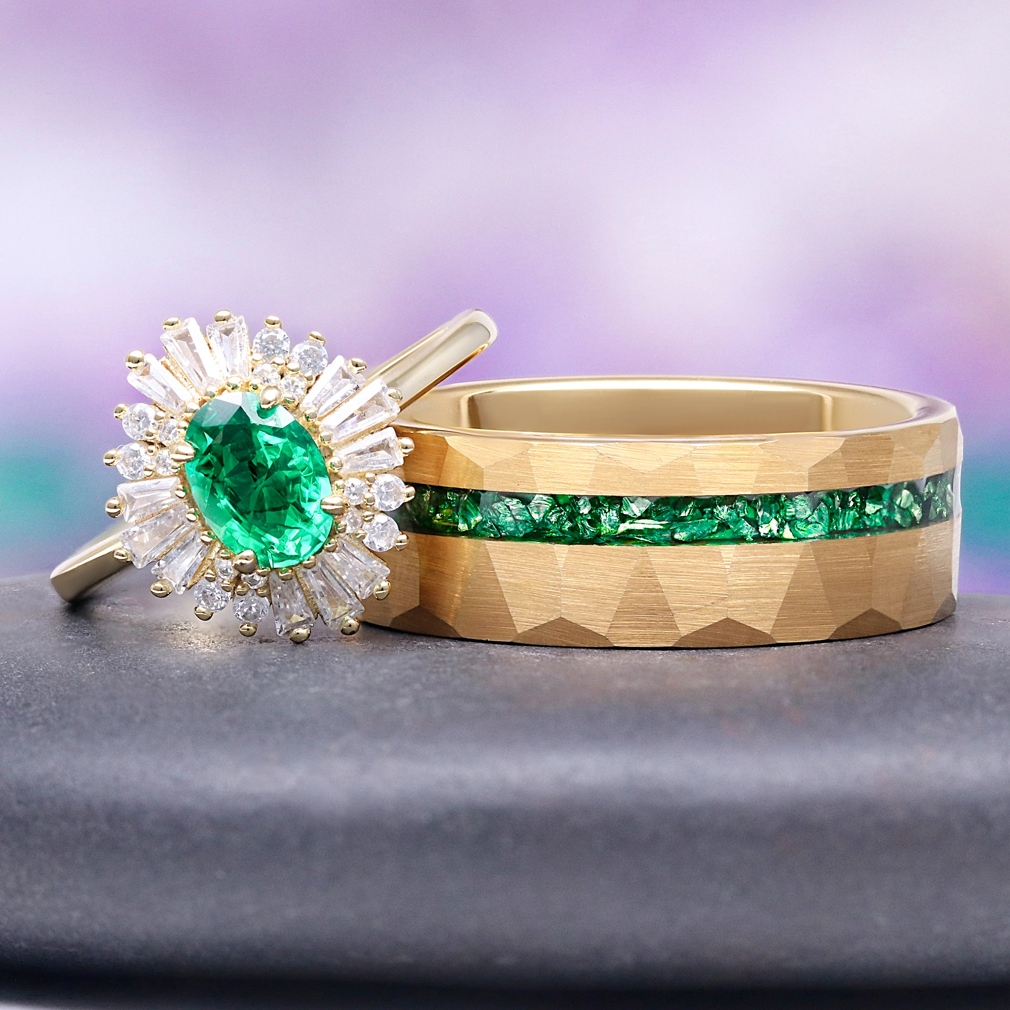 Victoria Emerald Ring in 14K Solid Yellow Gold - Image 3