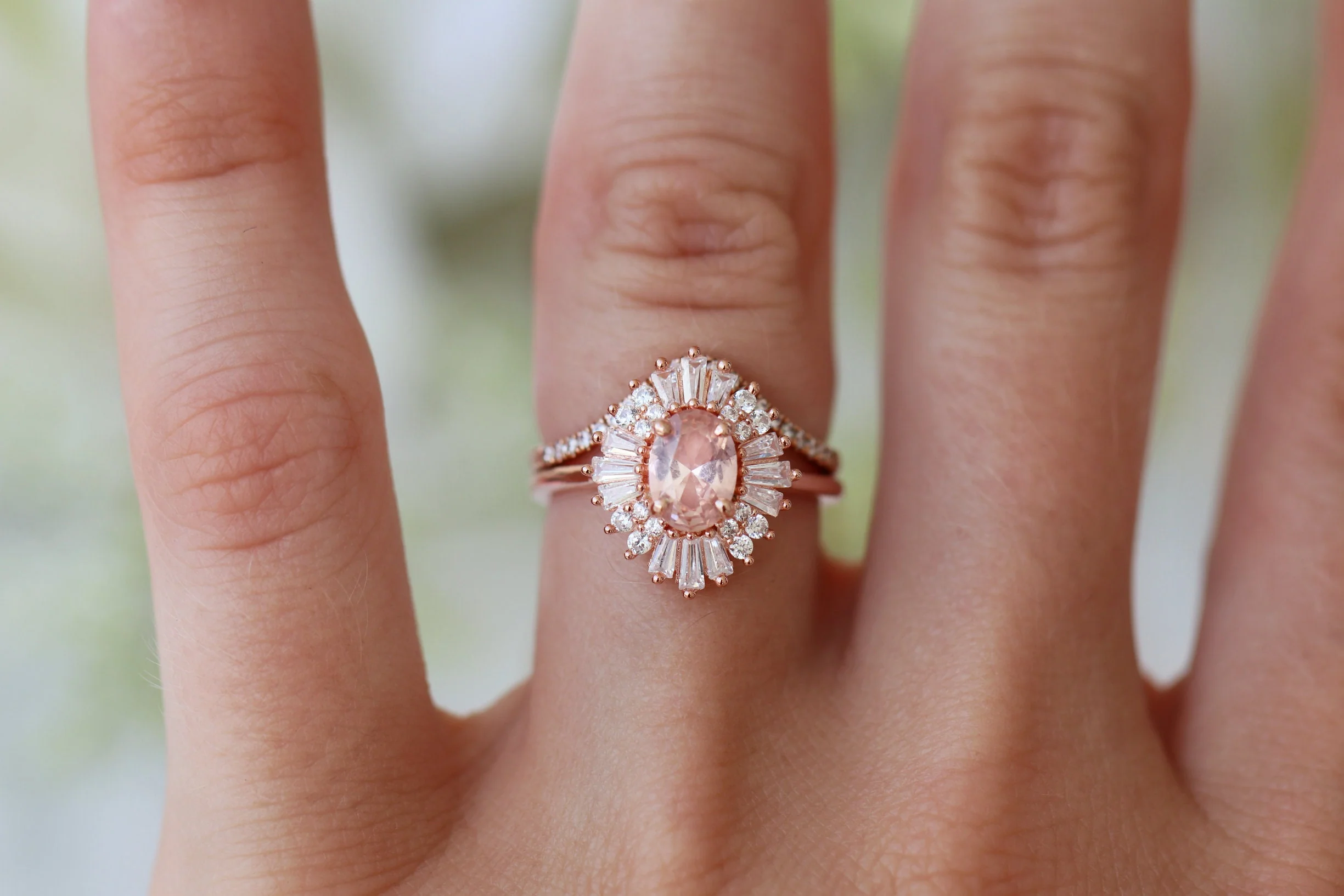 Victoria Vintage Morganite Ring in 14K Solid Rose Gold - Image 5