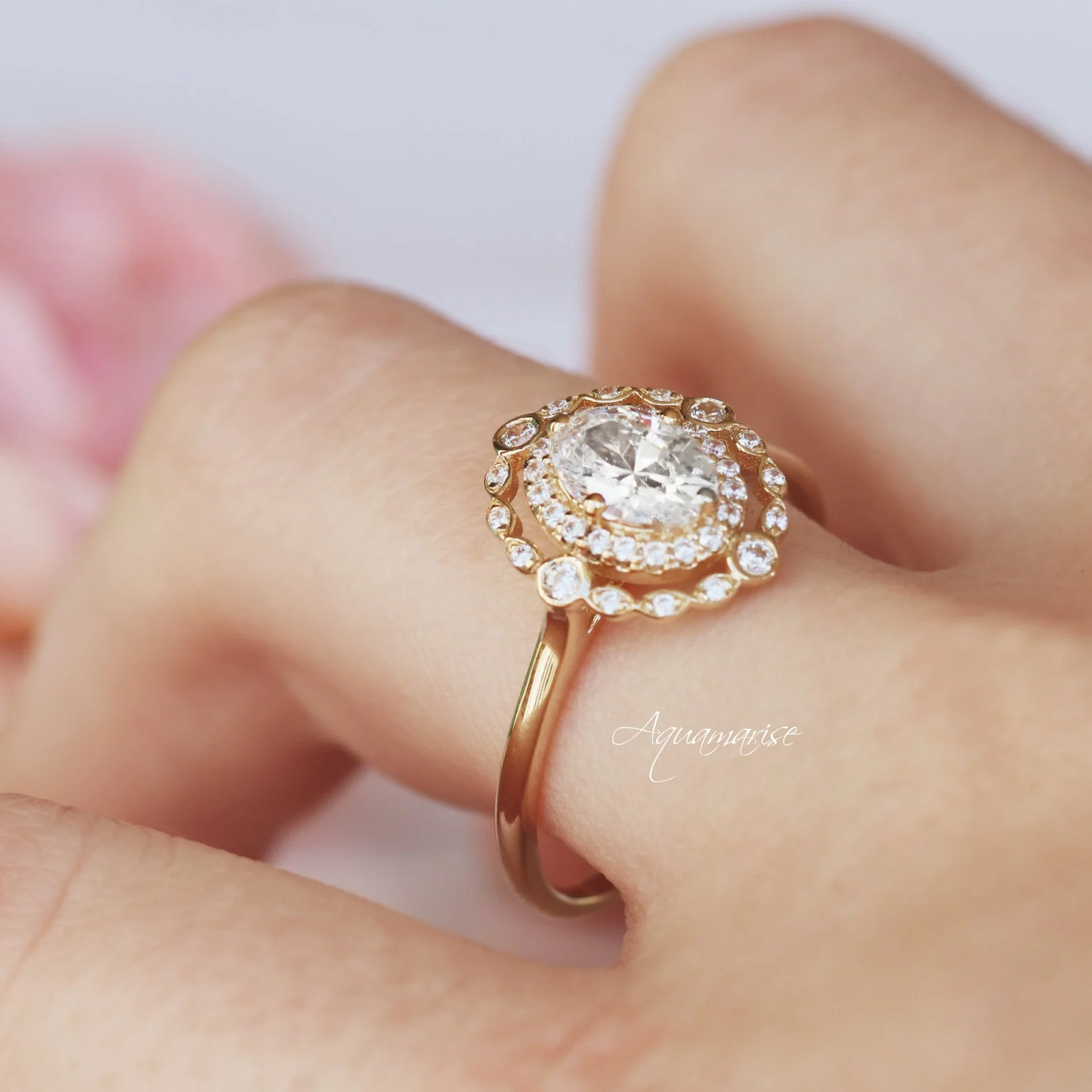 Valentina Simulated Diamond Ring in 14K Yellow Gold Vermeil - Image 3